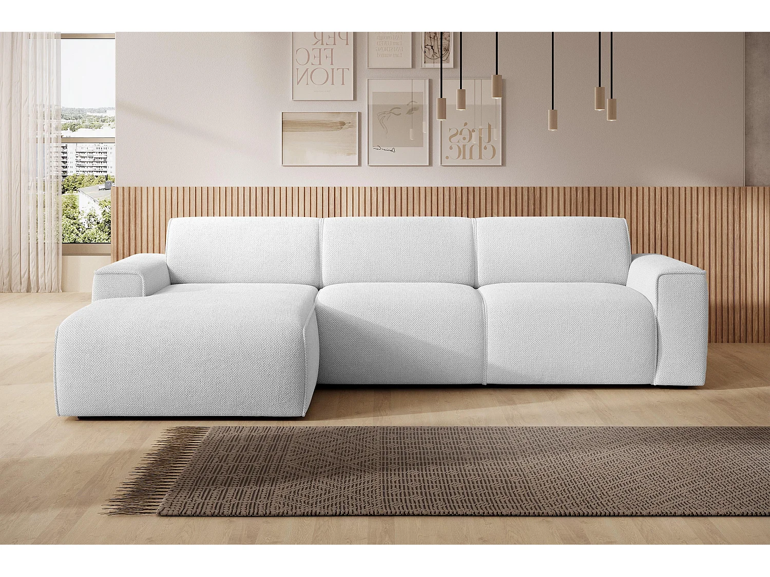 AX LIVING Couch Sofa L Form Didim mini Silber 310 cm stilvoll L