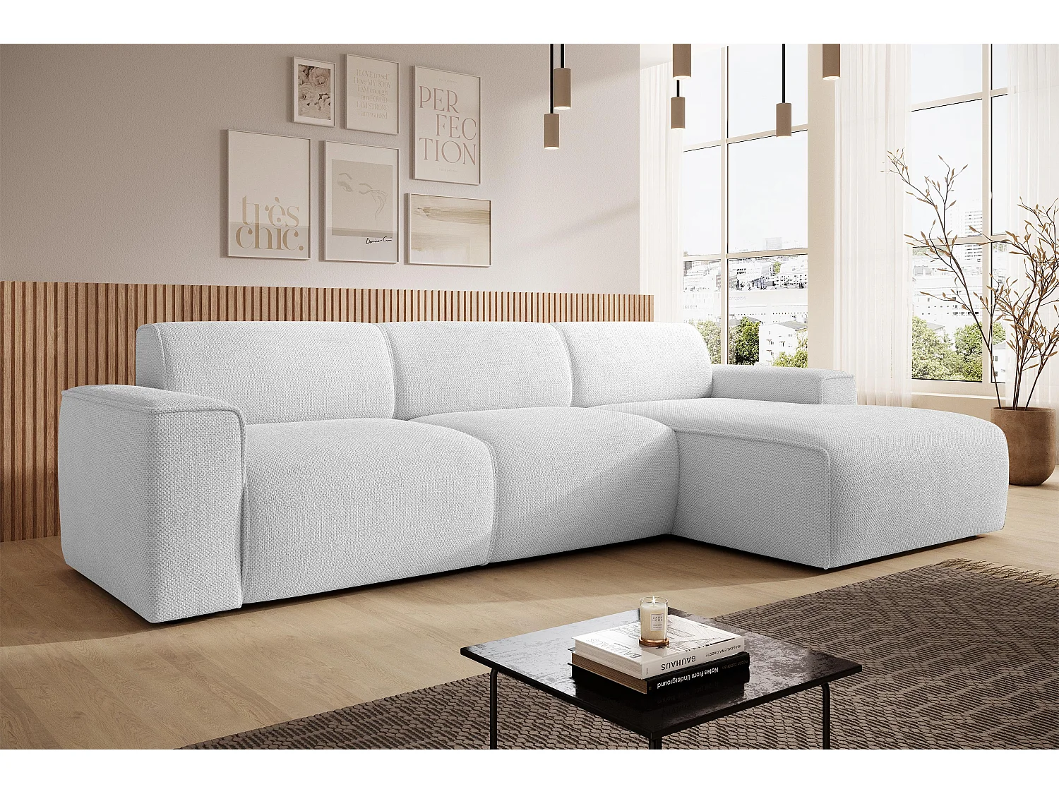 AX LIVING Couch Sofa L Form Didim mini Silber 310 cm stilvoll R