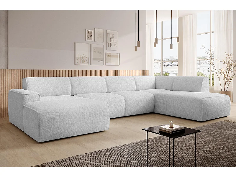 AX LIVING XXL Sofa U Form Didim Silber 378 cm modern & großzügig R