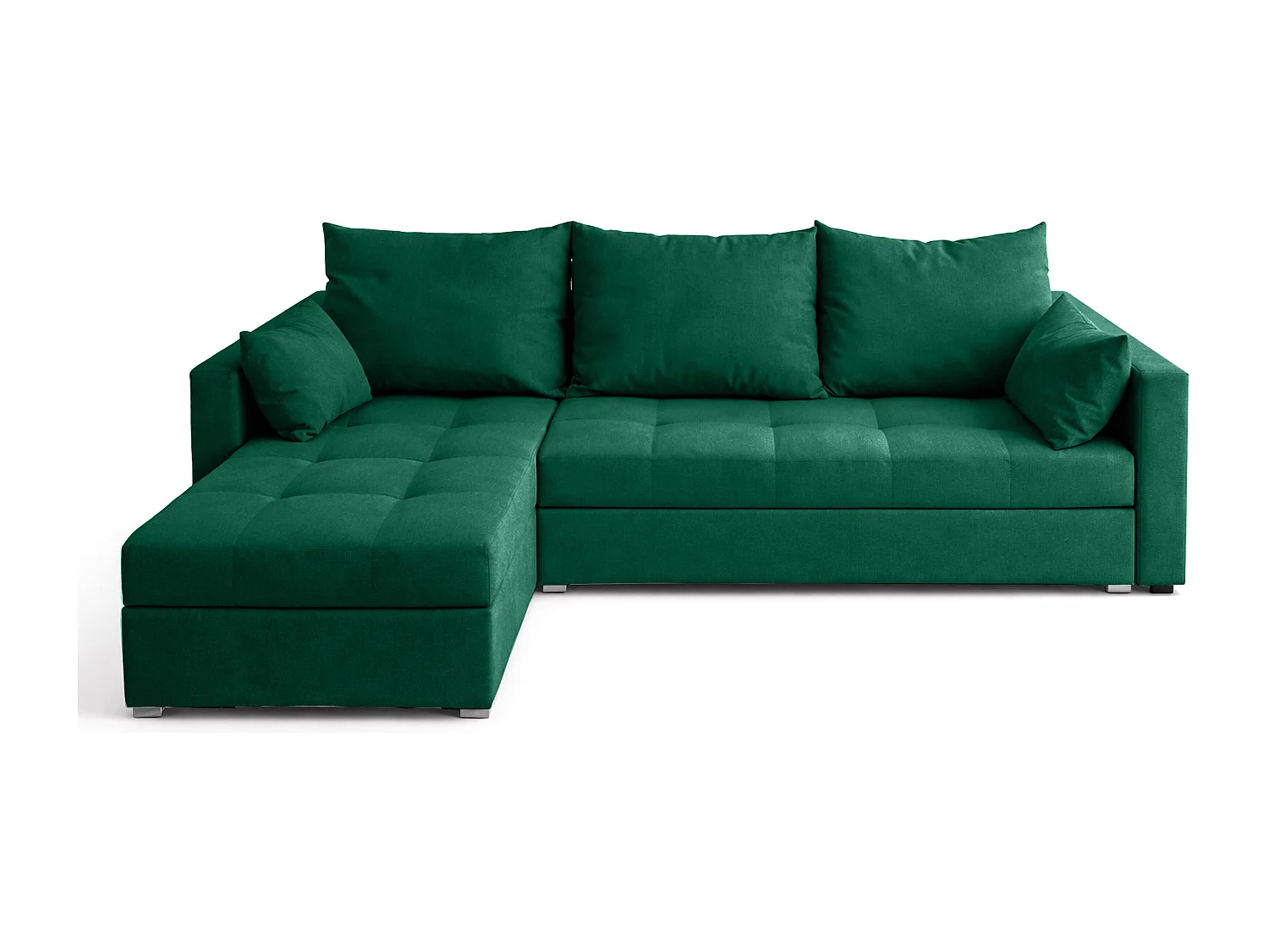 AX LIVING Canapé d’angle ELIF vert convertible avec coffre L moderne gauche