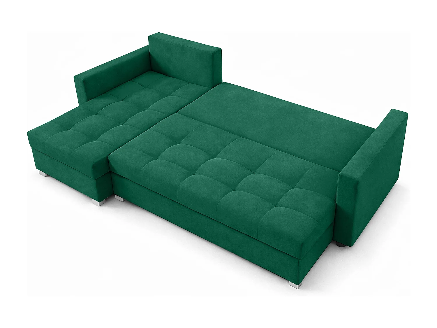 AX LIVING Canapé d’angle ELIF vert convertible avec coffre L moderne gauche