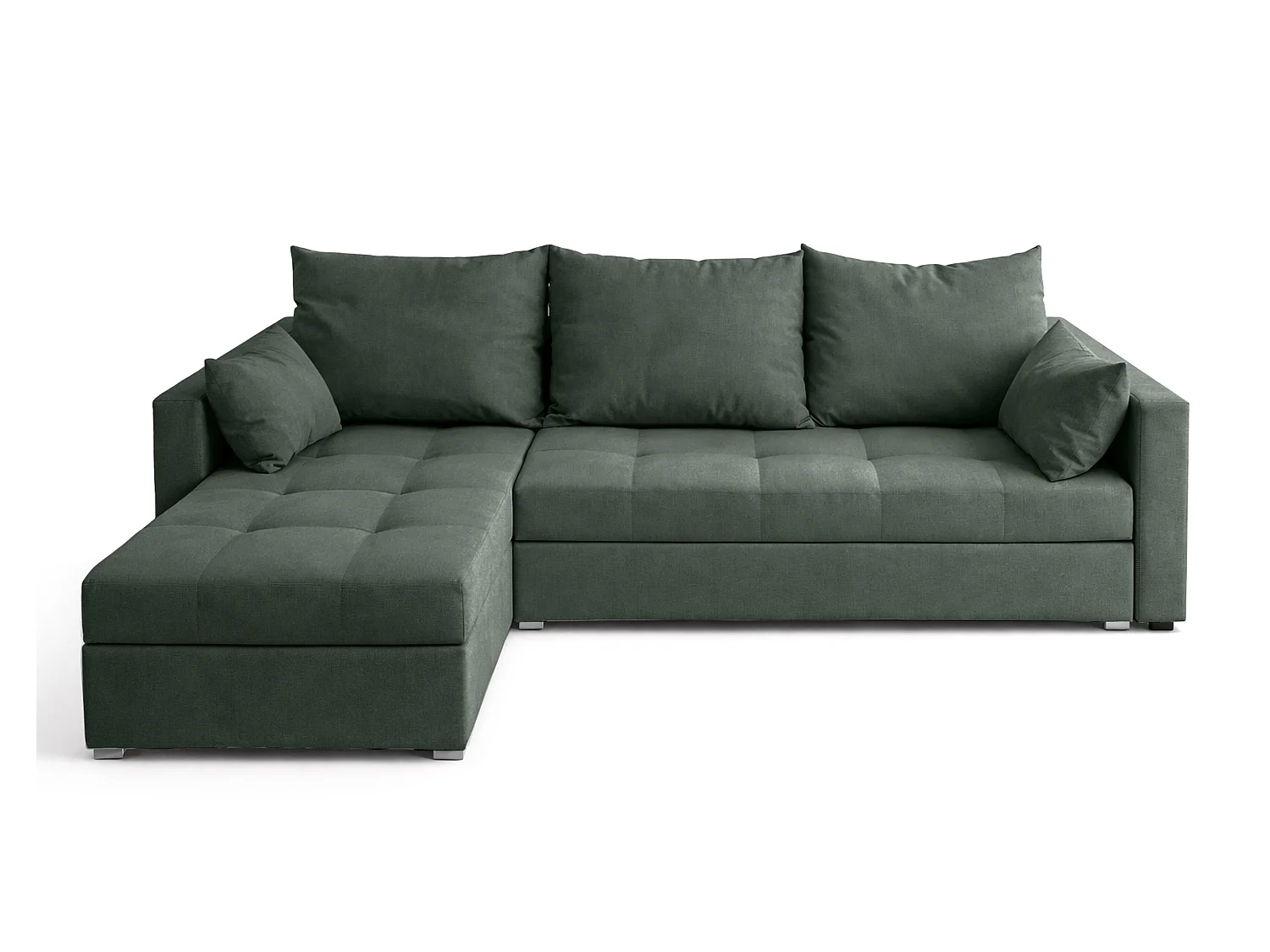 AX LIVING Canapé d’angle ELIF vert convertible avec coffre L moderne gauche