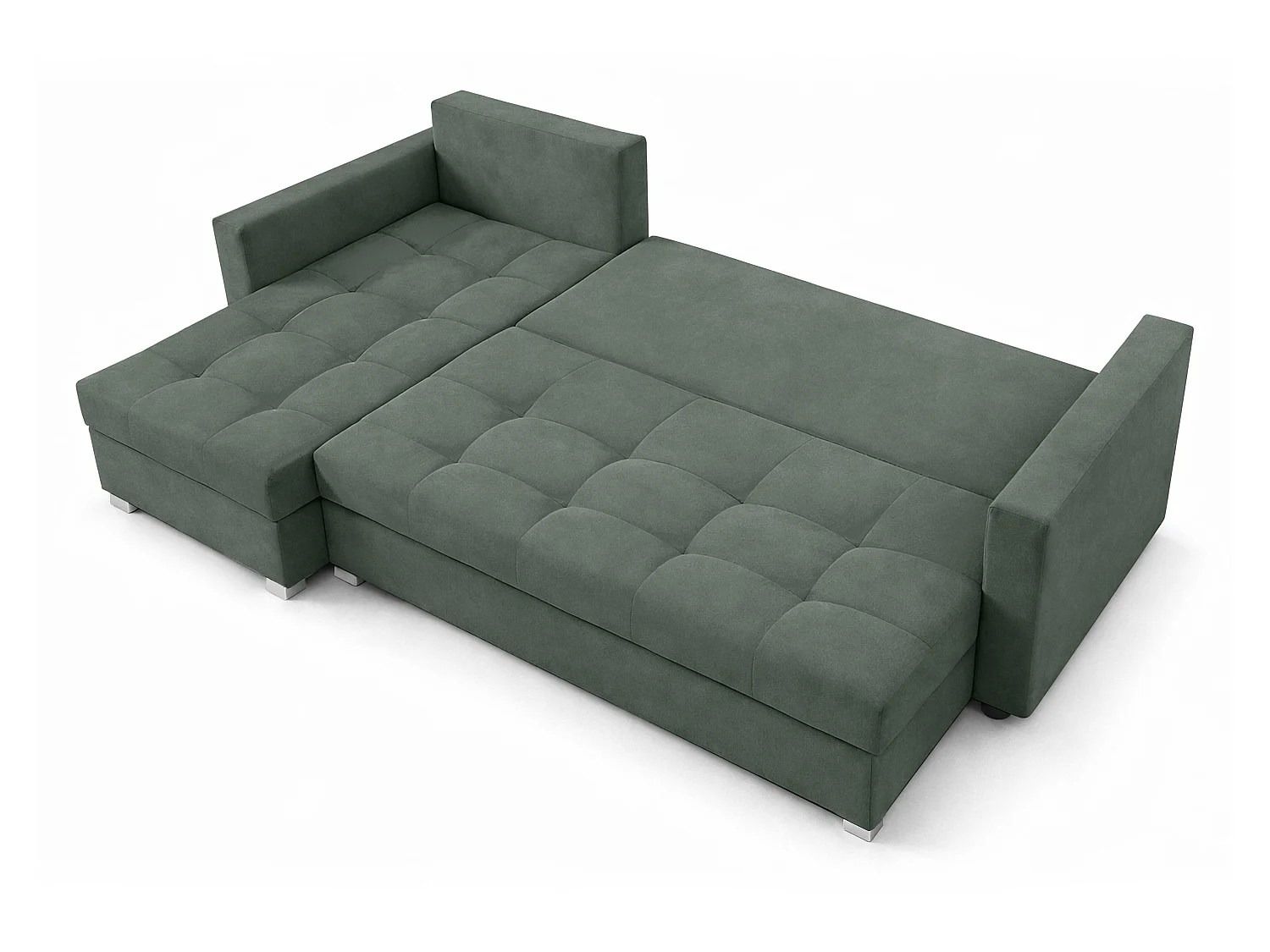 AX LIVING Canapé d’angle ELIF vert convertible avec coffre L moderne gauche