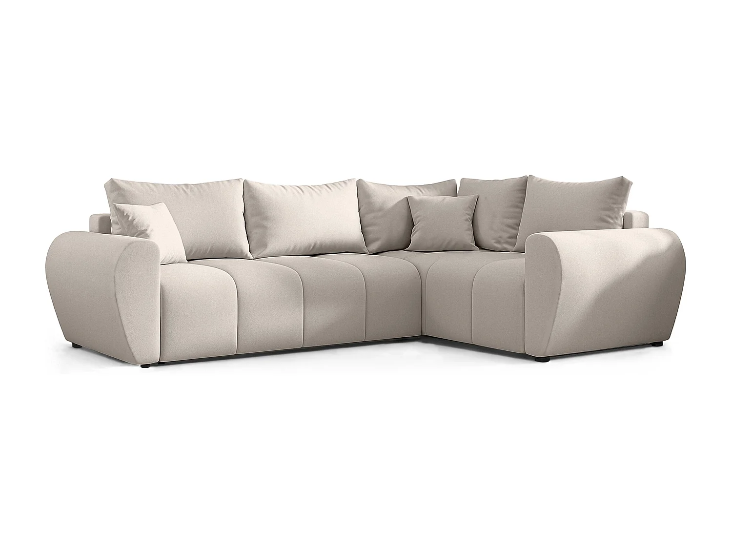 AX LIVING Canapé d’angle convertible Malatya L beige 235 cm confortable droite