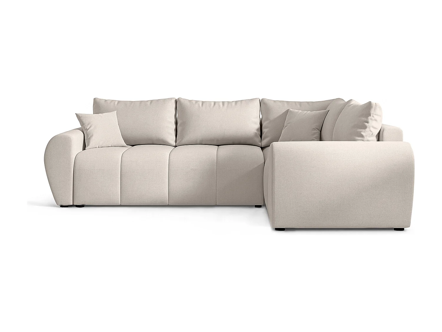 AX LIVING Canapé d’angle convertible Malatya L beige 235 cm confortable droite