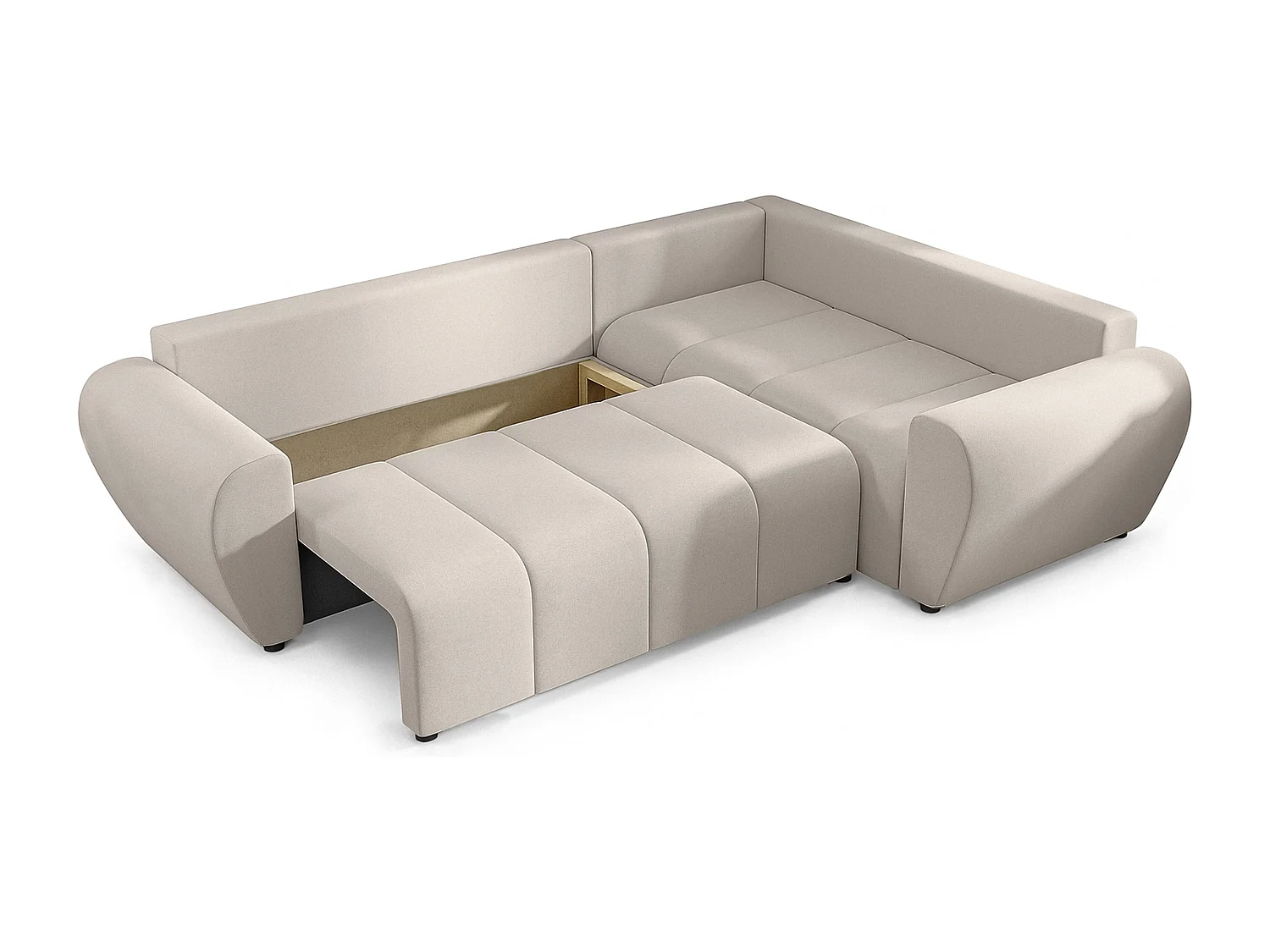 AX LIVING Canapé d’angle convertible Malatya L beige 235 cm confortable droite