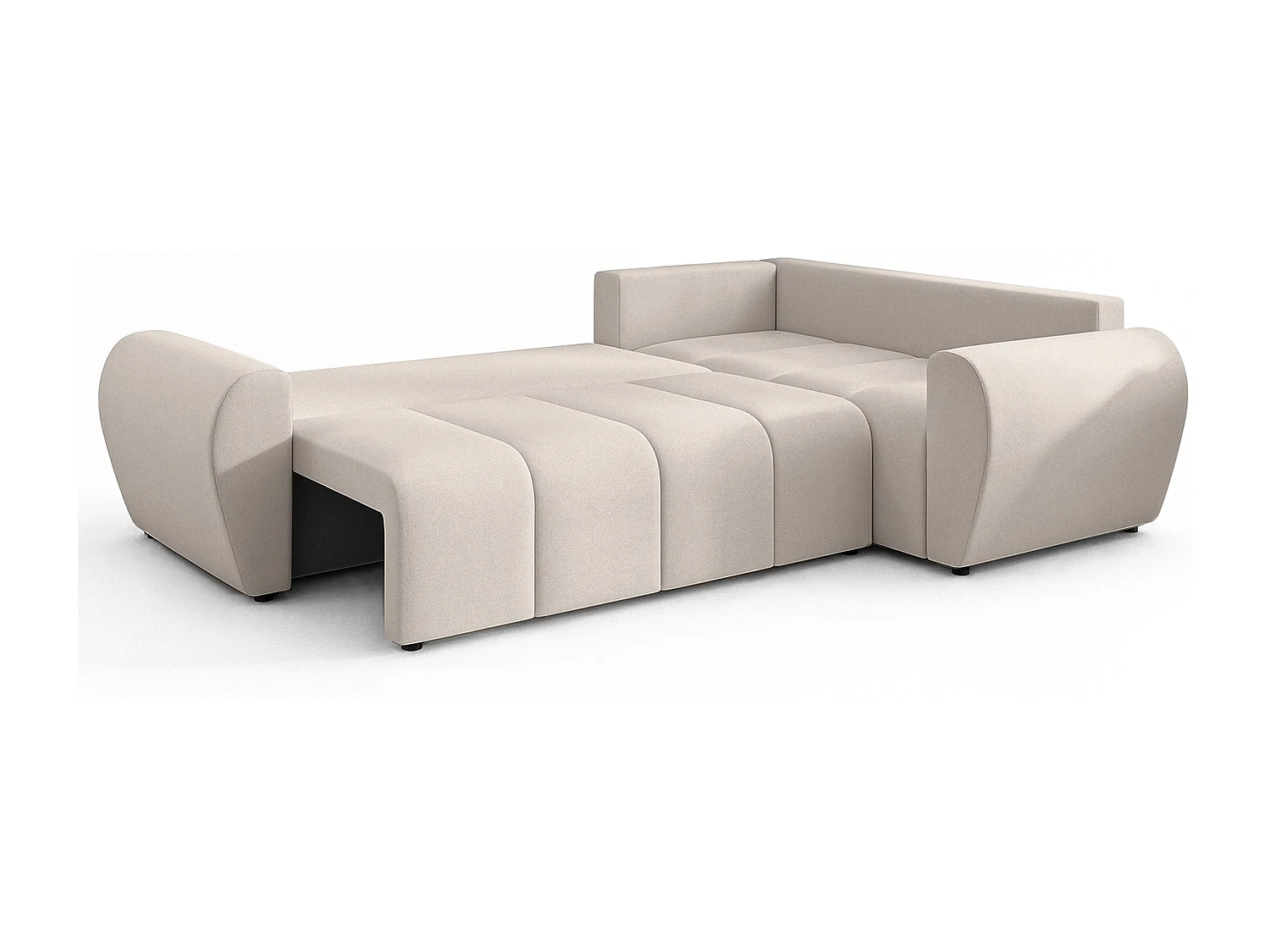 AX LIVING Canapé d’angle convertible Malatya L beige 235 cm confortable droite