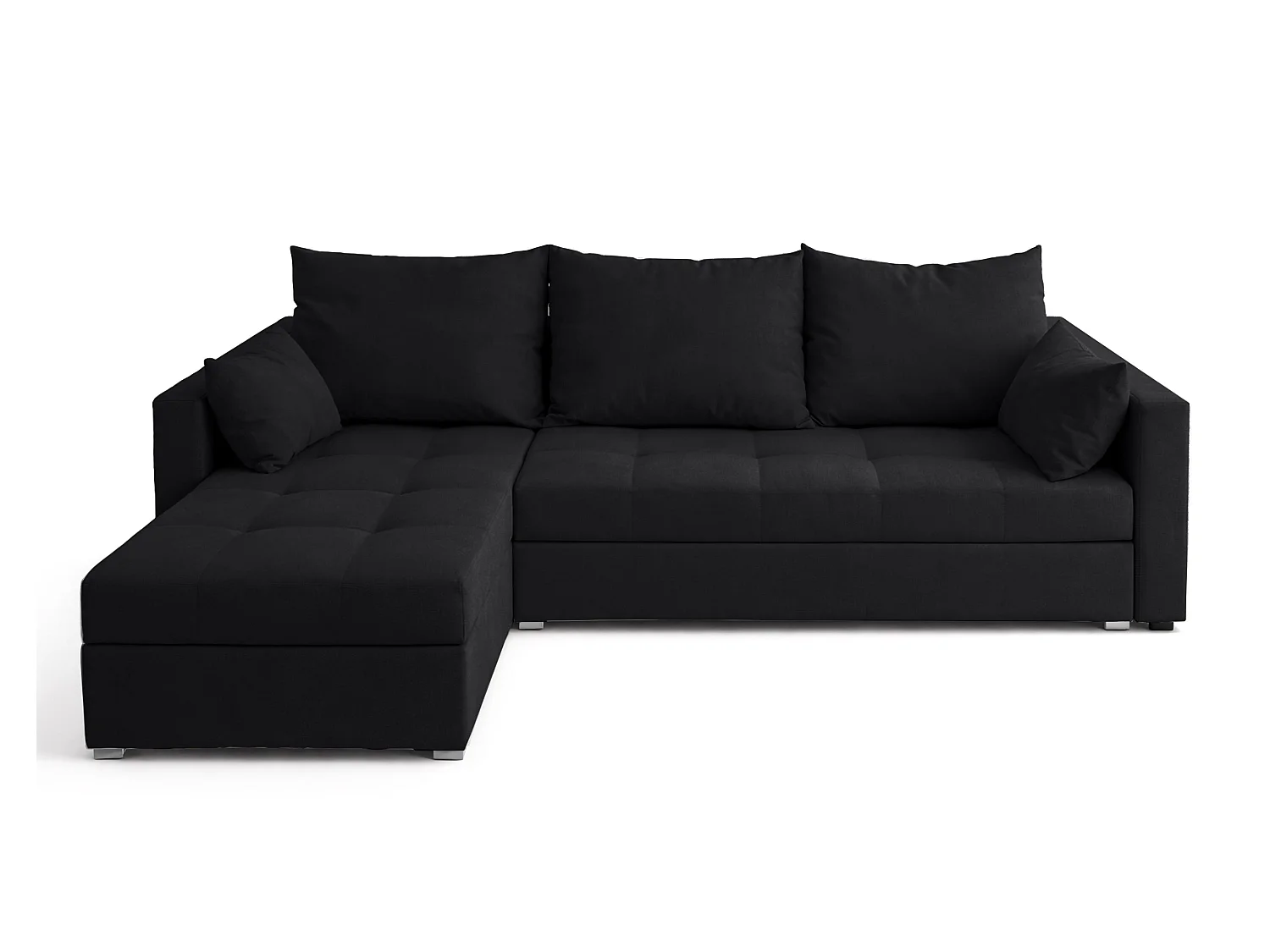 AX LIVING Canapé d’angle ELIF noir convertible avec coffre L moderne gauche