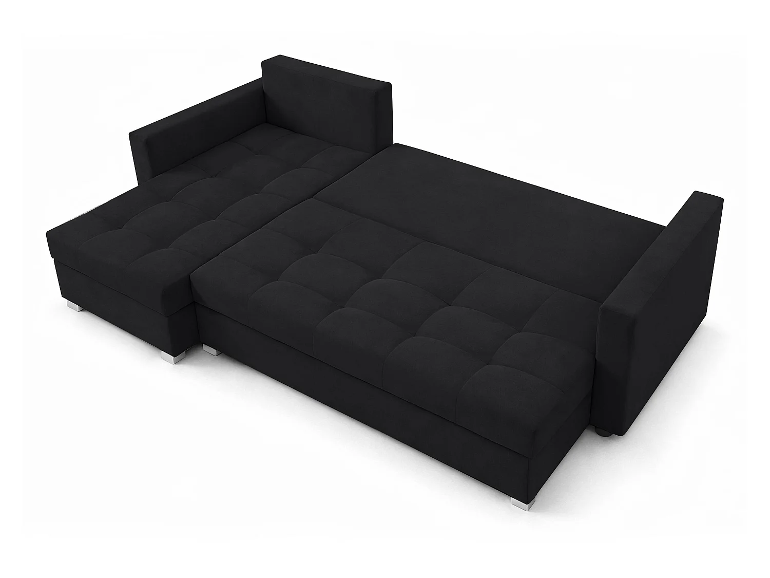 AX LIVING Canapé d’angle ELIF noir convertible avec coffre L moderne gauche