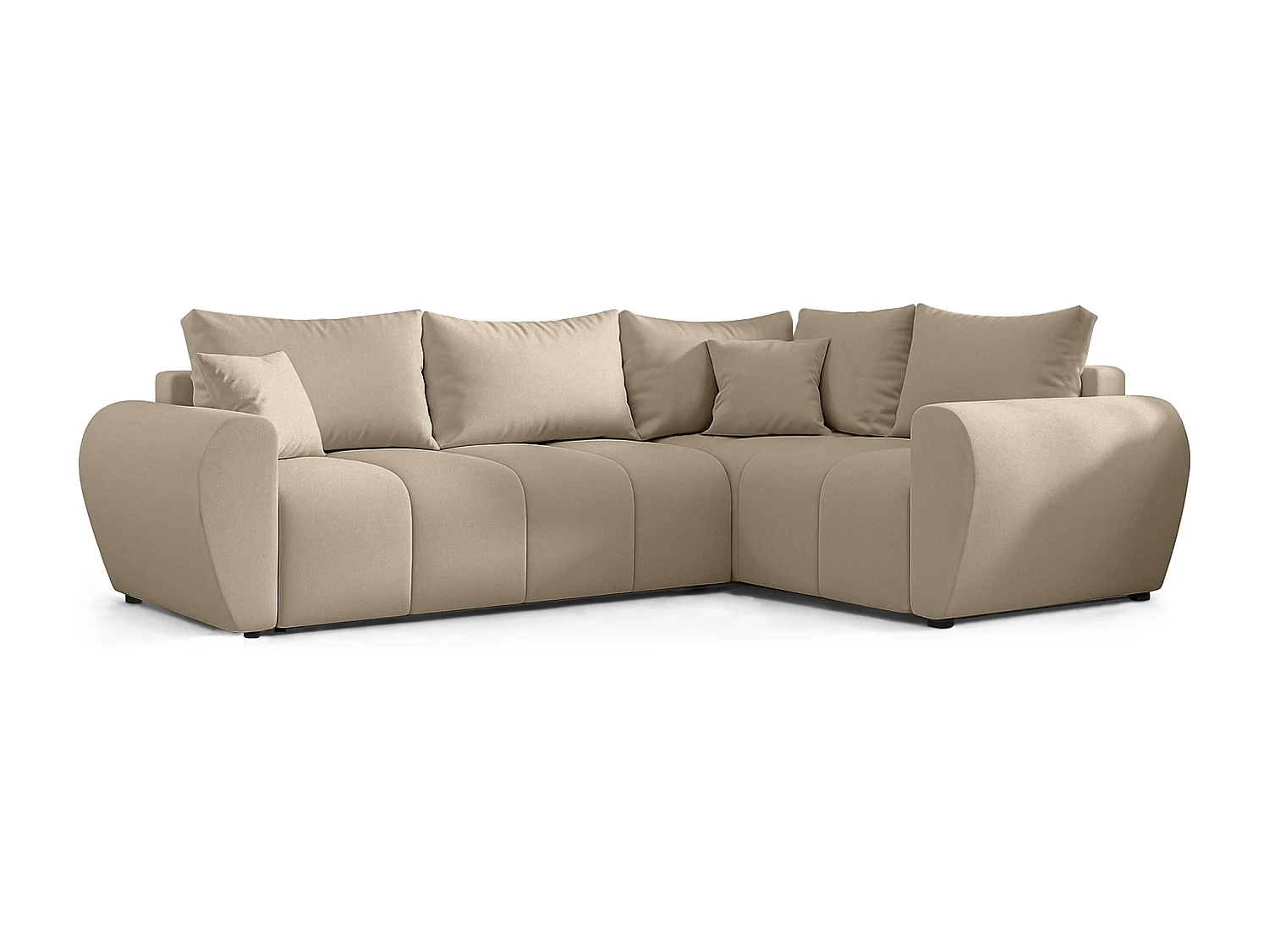 AX LIVING Canapé d’angle convertible Malatya L marron clair 235 cm confortable droite