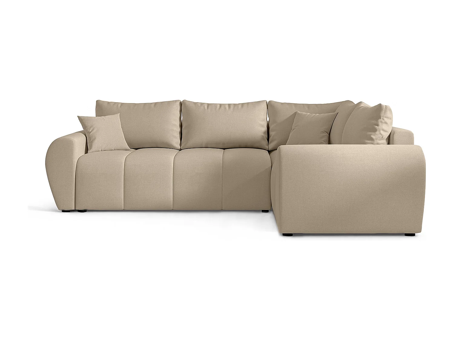 AX LIVING Canapé d’angle convertible Malatya L marron clair 235 cm confortable droite