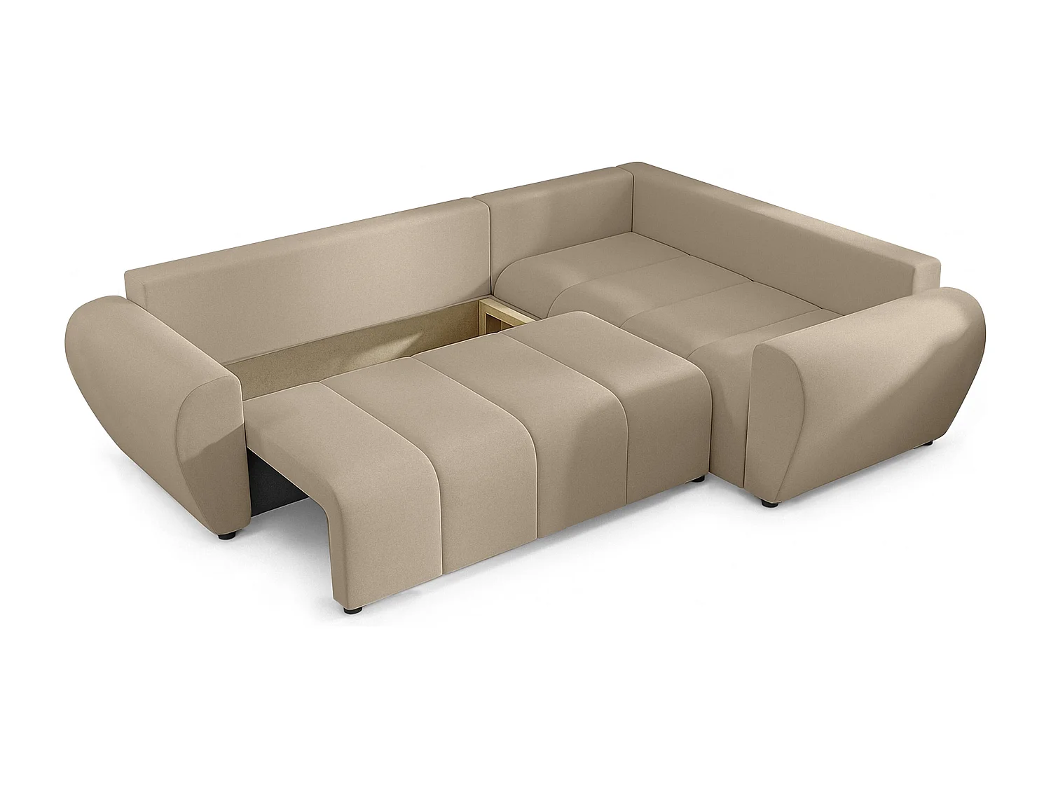 AX LIVING Canapé d’angle convertible Malatya L marron clair 235 cm confortable droite