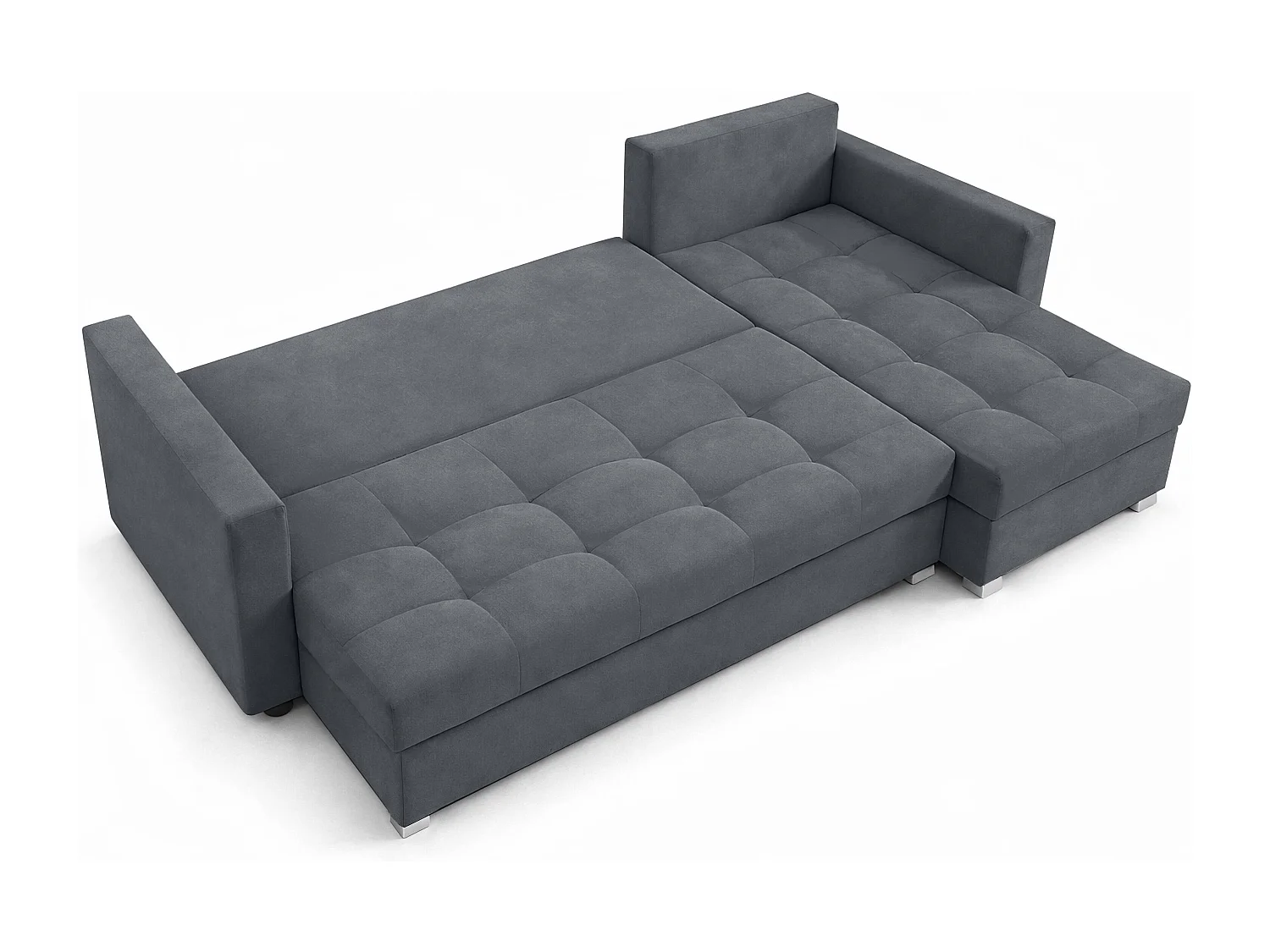 AX LIVING Canapé d’angle ELIF gris foncé convertible avec coffre L moderne droite