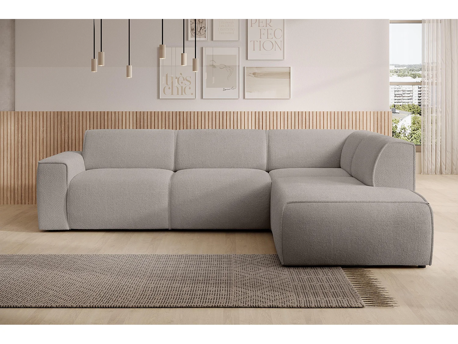 AX LIVING Couch Sofa L Form Didim L Beige – 292 cm, stilvoll & bequem R