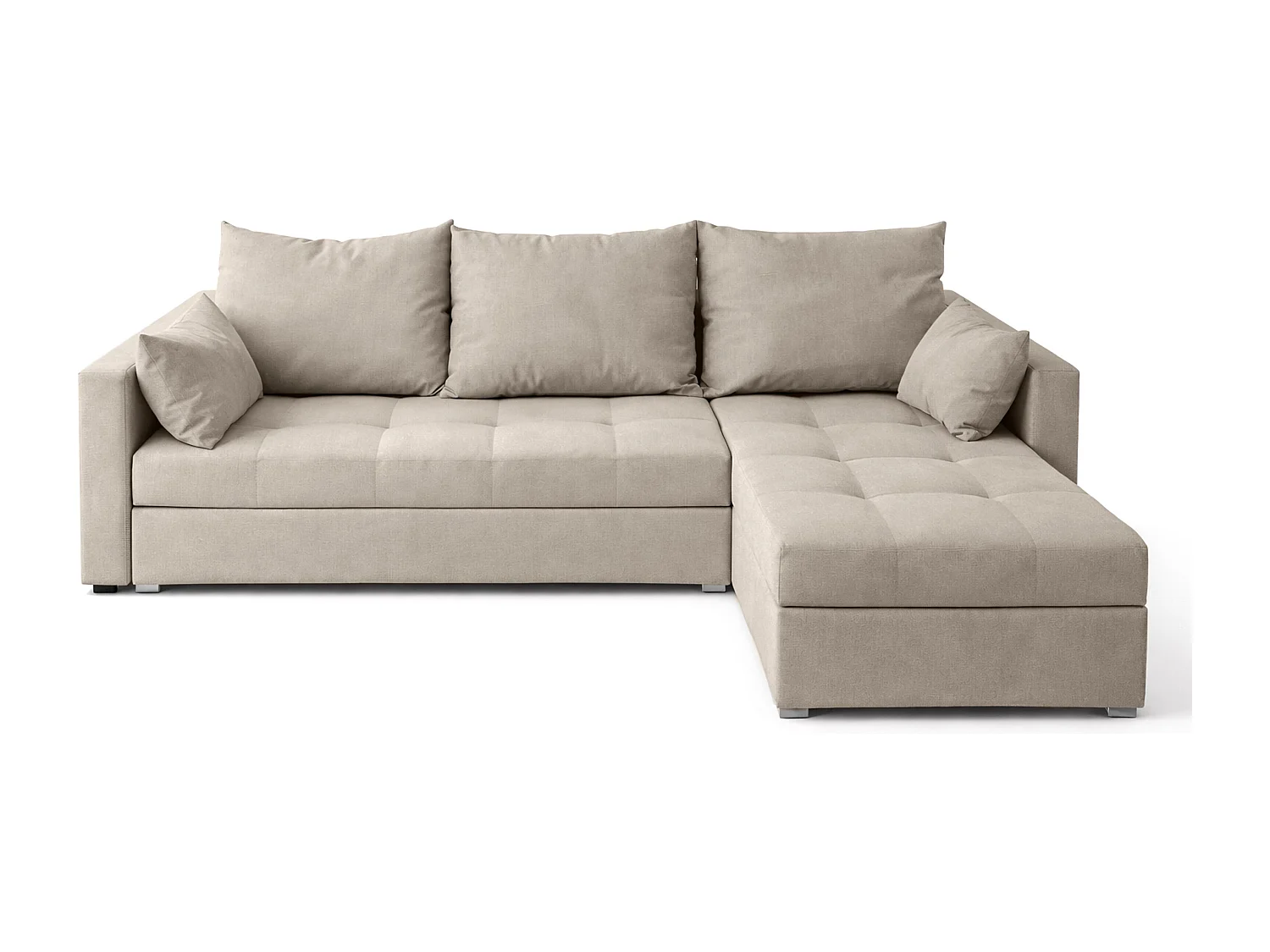 AX LIVING Canapé d’angle ELIF beige convertible avec coffre L moderne droite