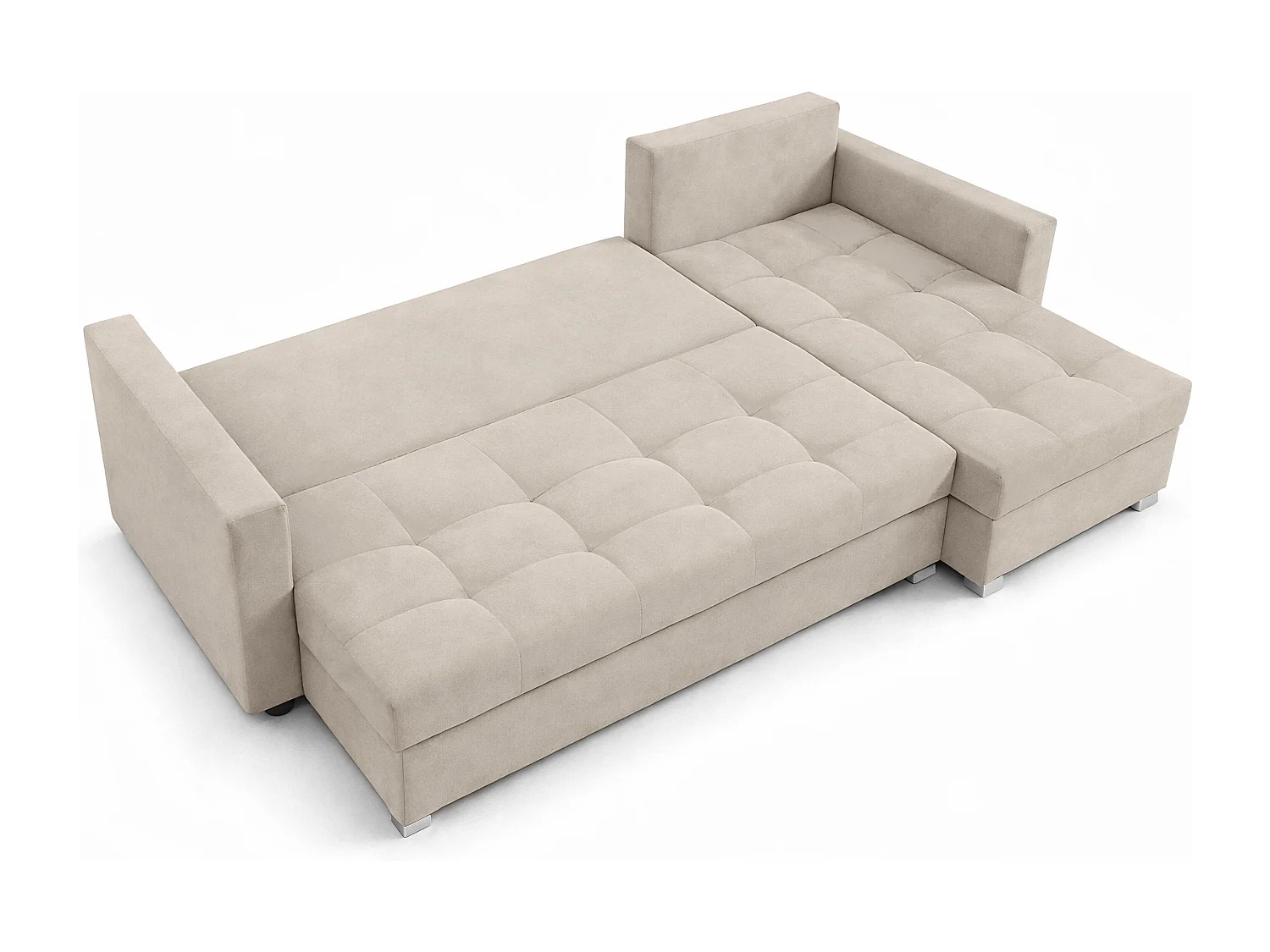 AX LIVING Canapé d’angle ELIF beige convertible avec coffre L moderne droite