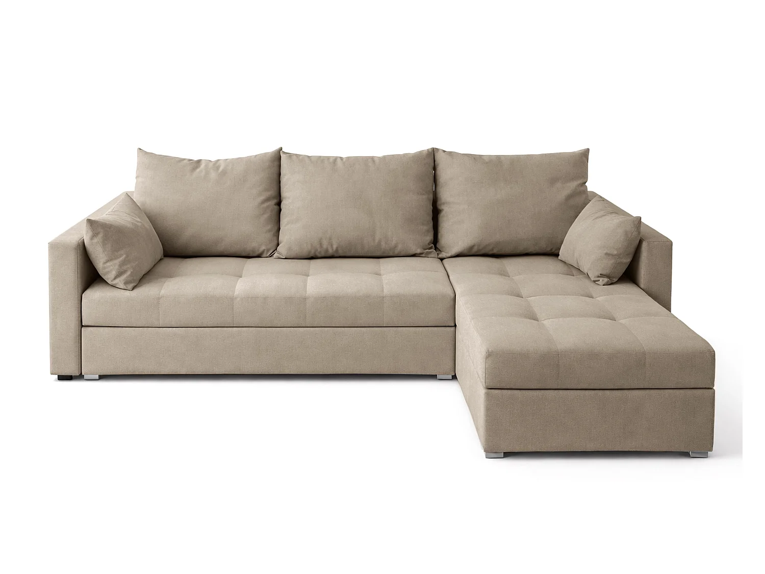 AX LIVING Canapé d’angle ELIF beige convertible avec coffre L moderne droite