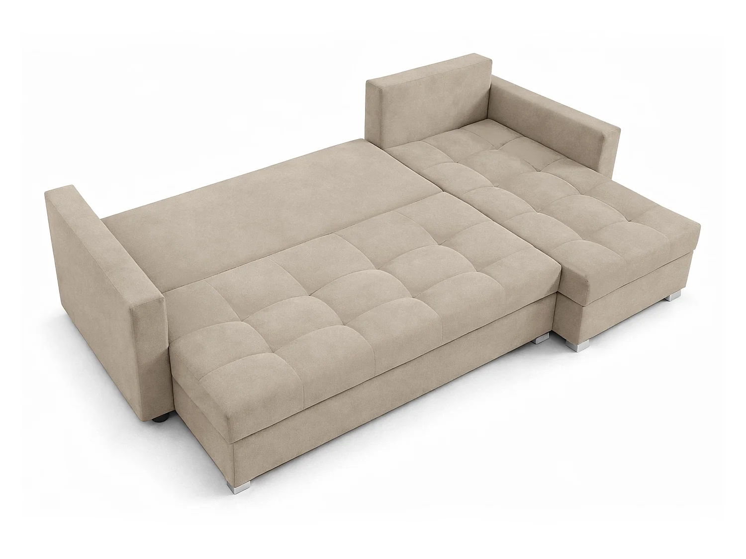 AX LIVING Canapé d’angle ELIF beige convertible avec coffre L moderne droite