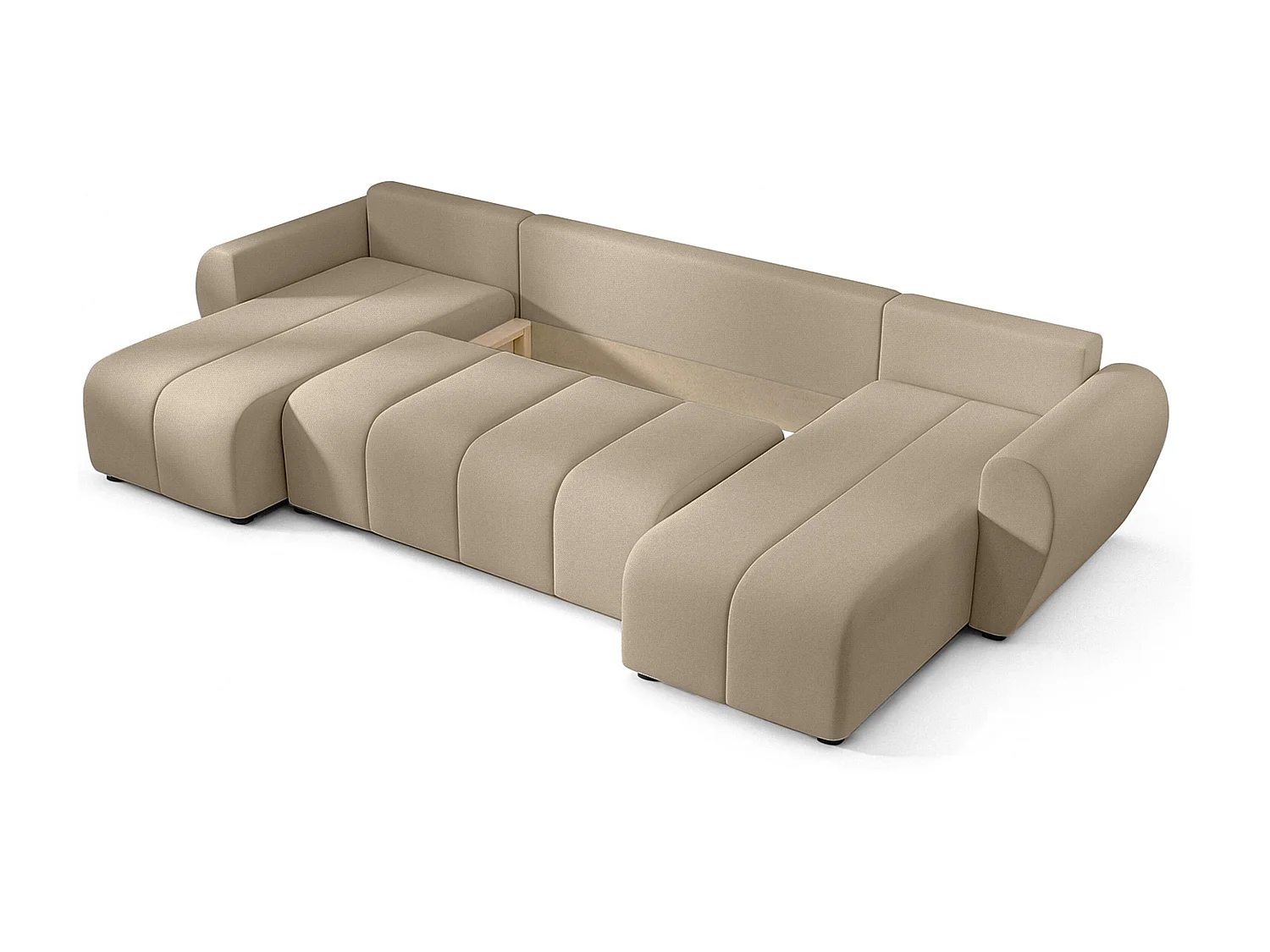 AX LIVING Canapé panoramique en U Malatya marron clair convertible 311 cm