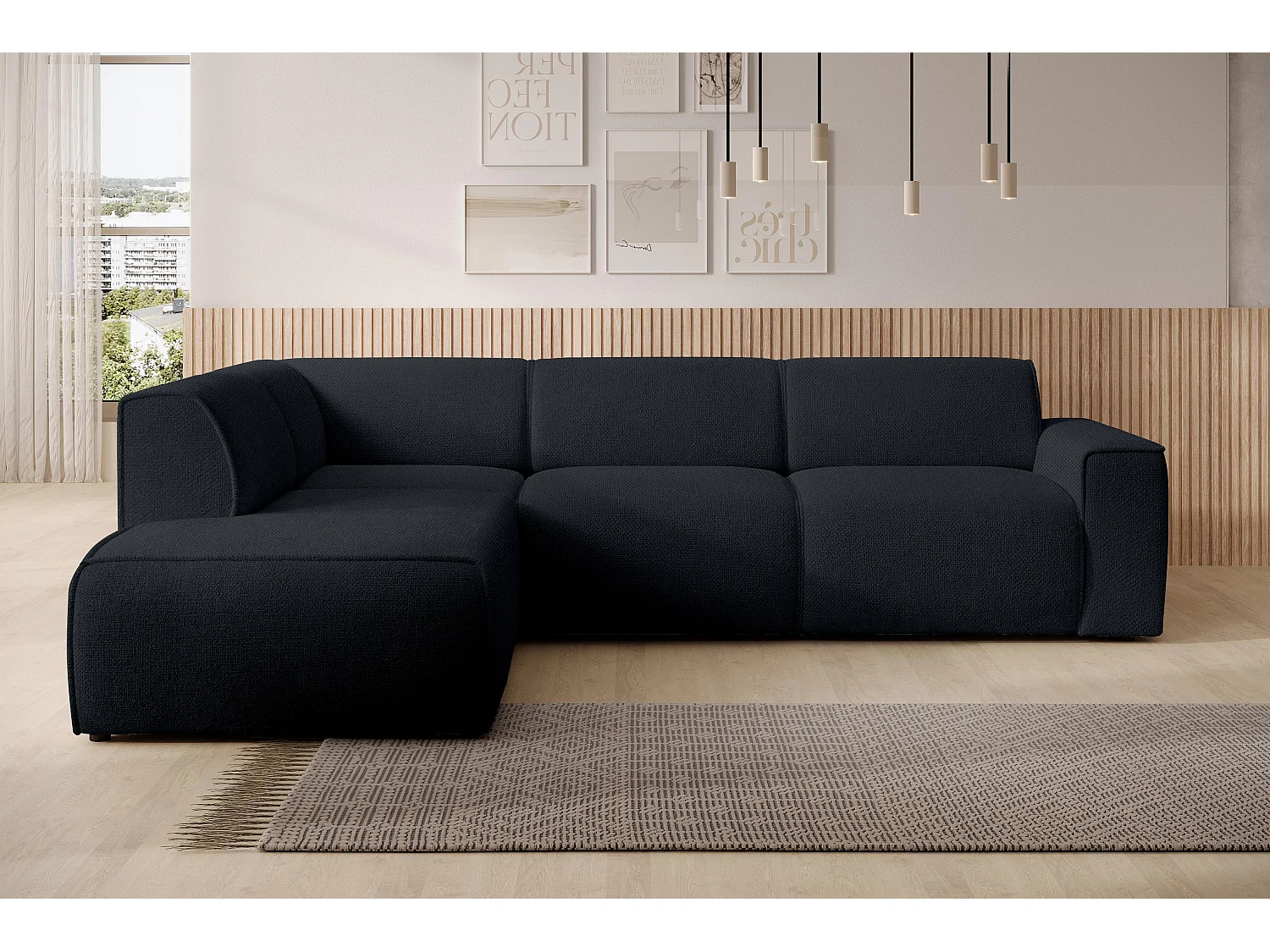 AX LIVING Couch Sofa L Form Didim L Schwarz – 292 cm, stilvoll & bequem L