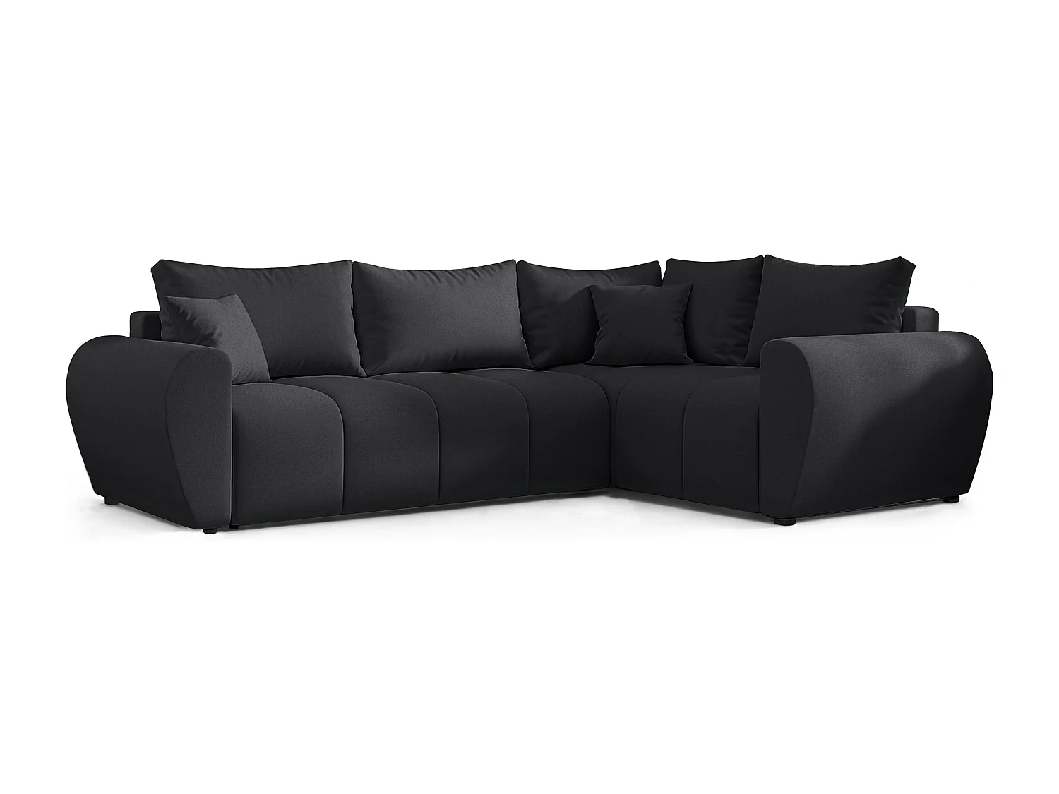 AX LIVING Canapé d’angle convertible Malatya L noir 235 cm confortable droite