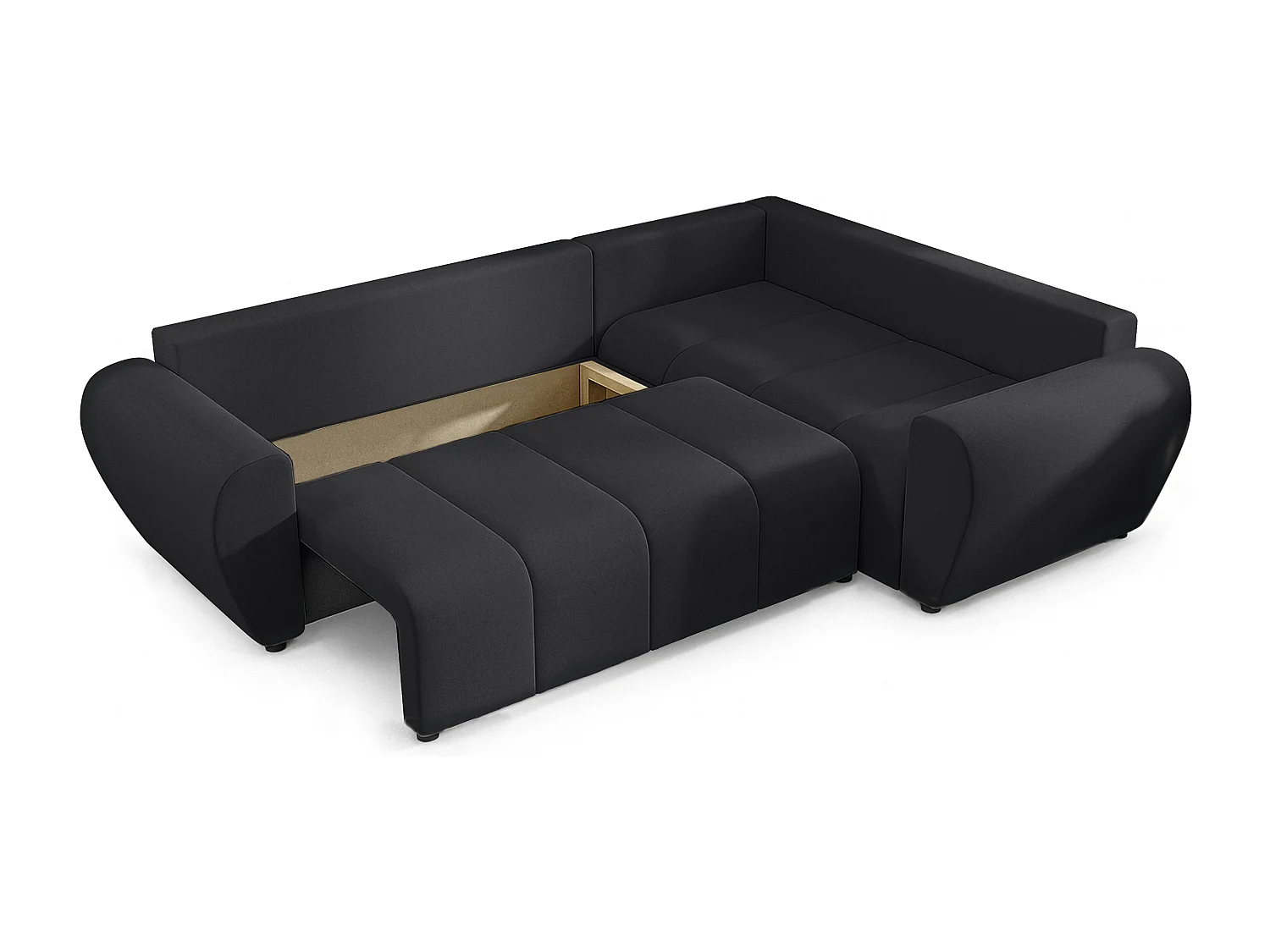 AX LIVING Canapé d’angle convertible Malatya L noir 235 cm confortable droite