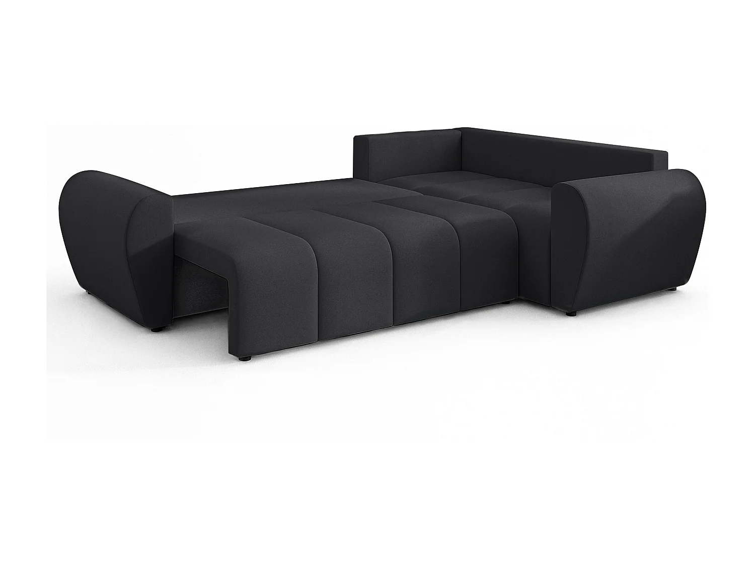 AX LIVING Canapé d’angle convertible Malatya L noir 235 cm confortable droite