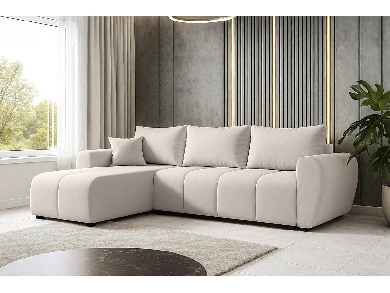 AX LIVING Canapé d’angle convertible Malatya L Mini beige gauche