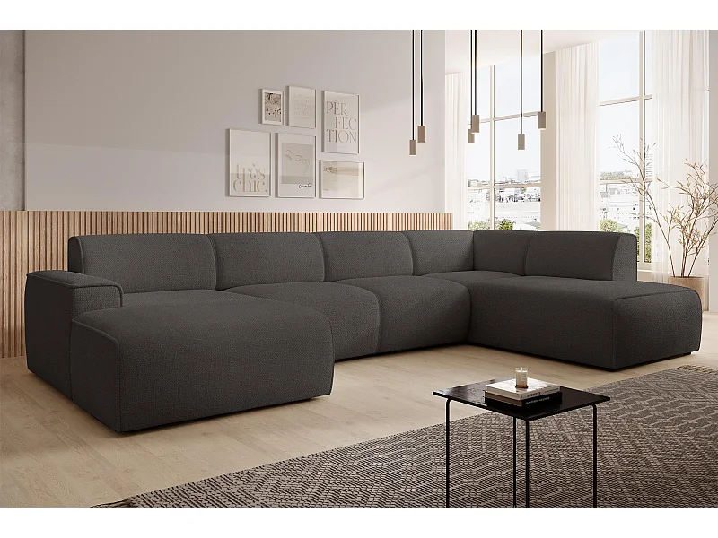 AX LIVING Canapé XXL en U Didim gris 378 cm moderne spacieux droite
