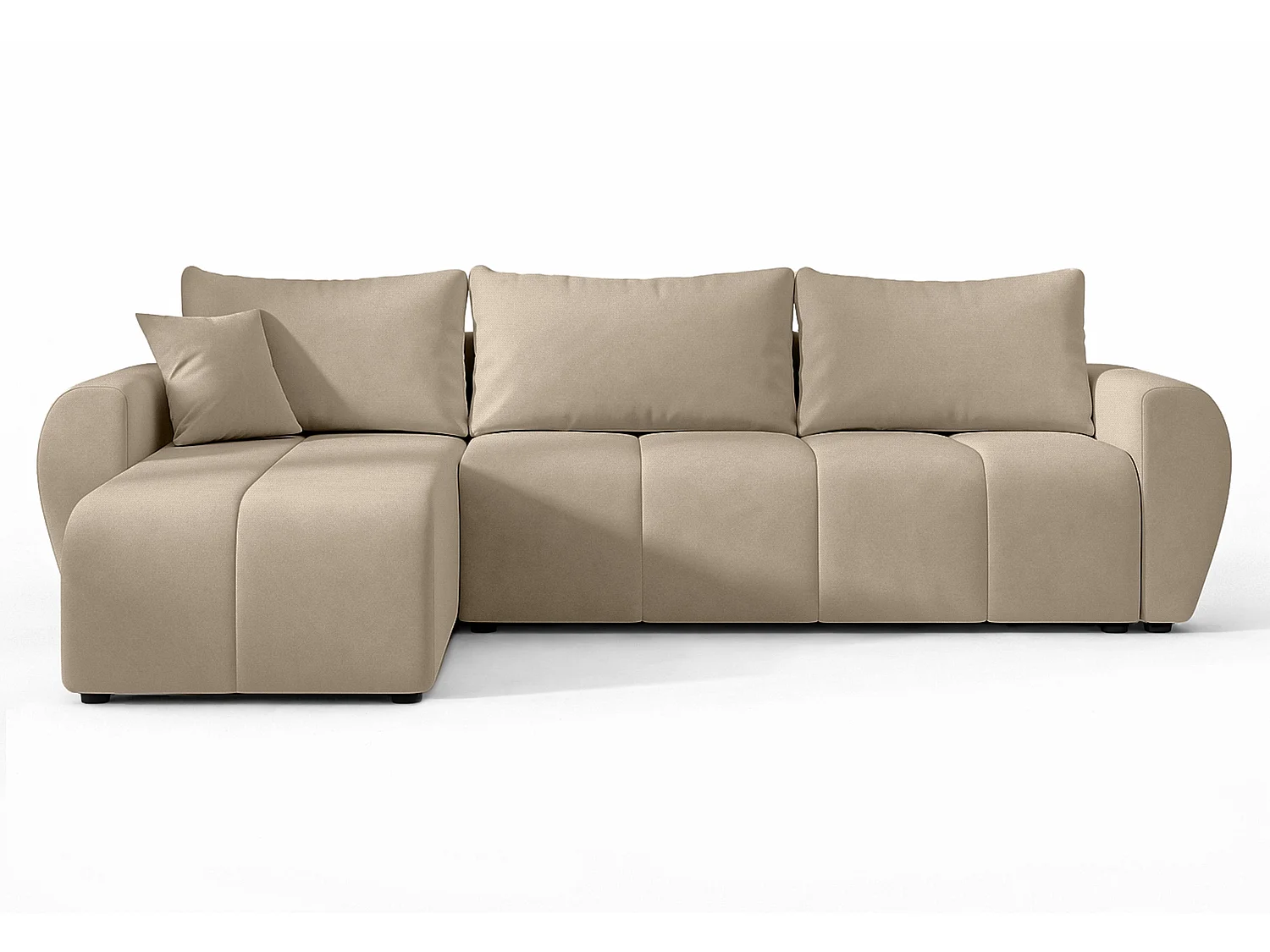 AX LIVING Canapé d’angle convertible Malatya L Mini marron clair gauche