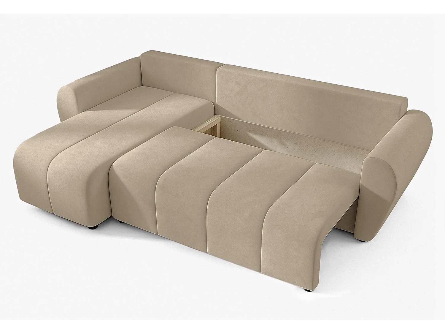 AX LIVING Canapé d’angle convertible Malatya L Mini marron clair gauche