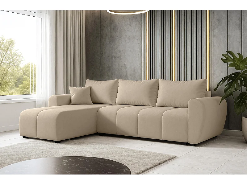 AX LIVING Canapé d’angle convertible Malatya L Mini marron clair gauche