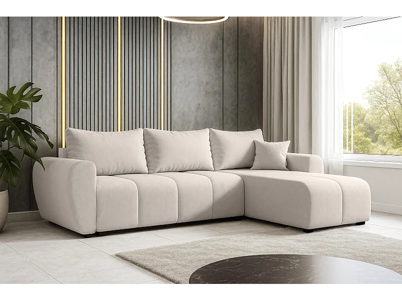 AX LIVING Canapé d’angle convertible Malatya L Mini beige droite