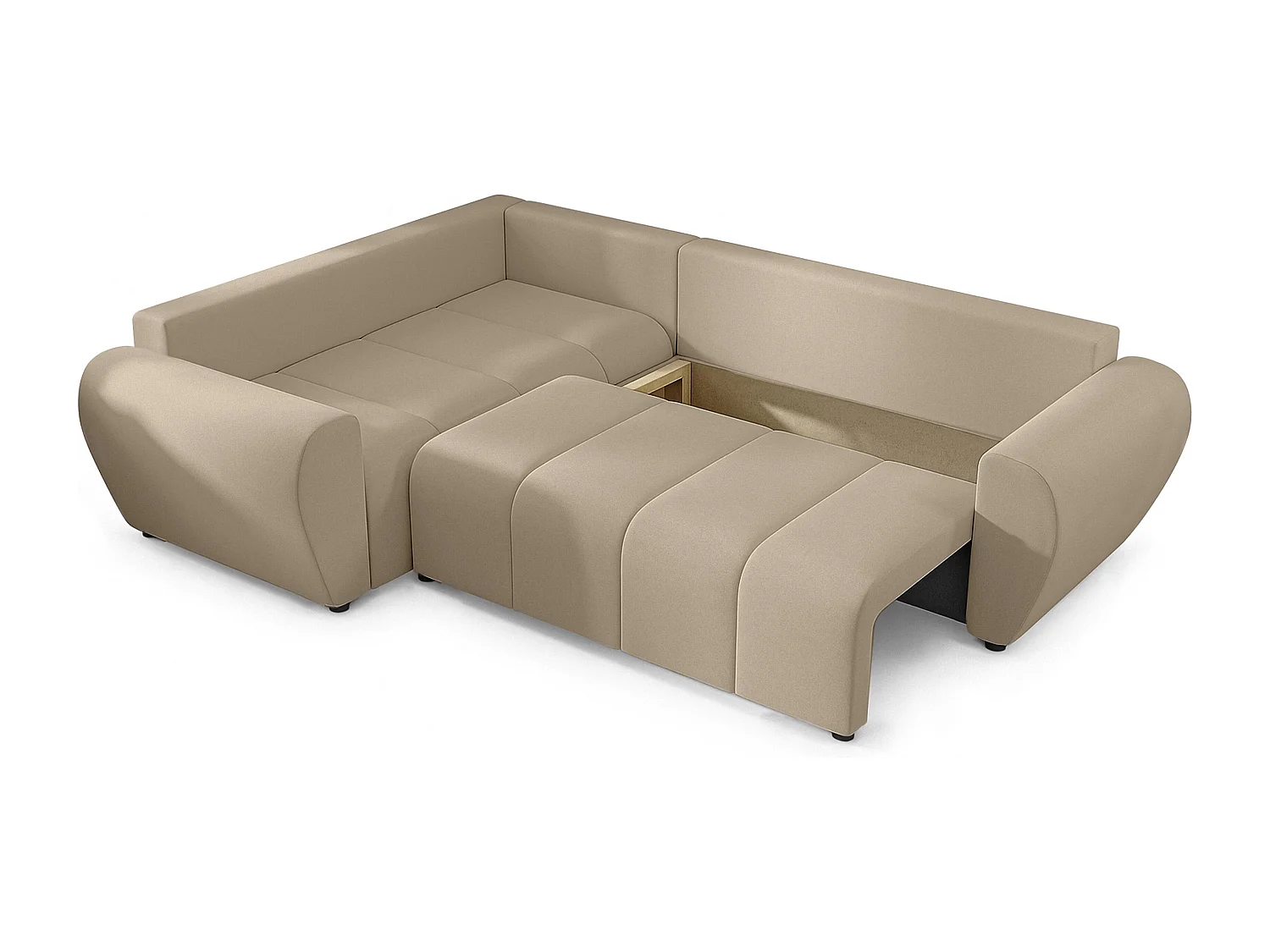 AX LIVING Canapé d’angle convertible Malatya L marron clair 235 cm confortable gauche