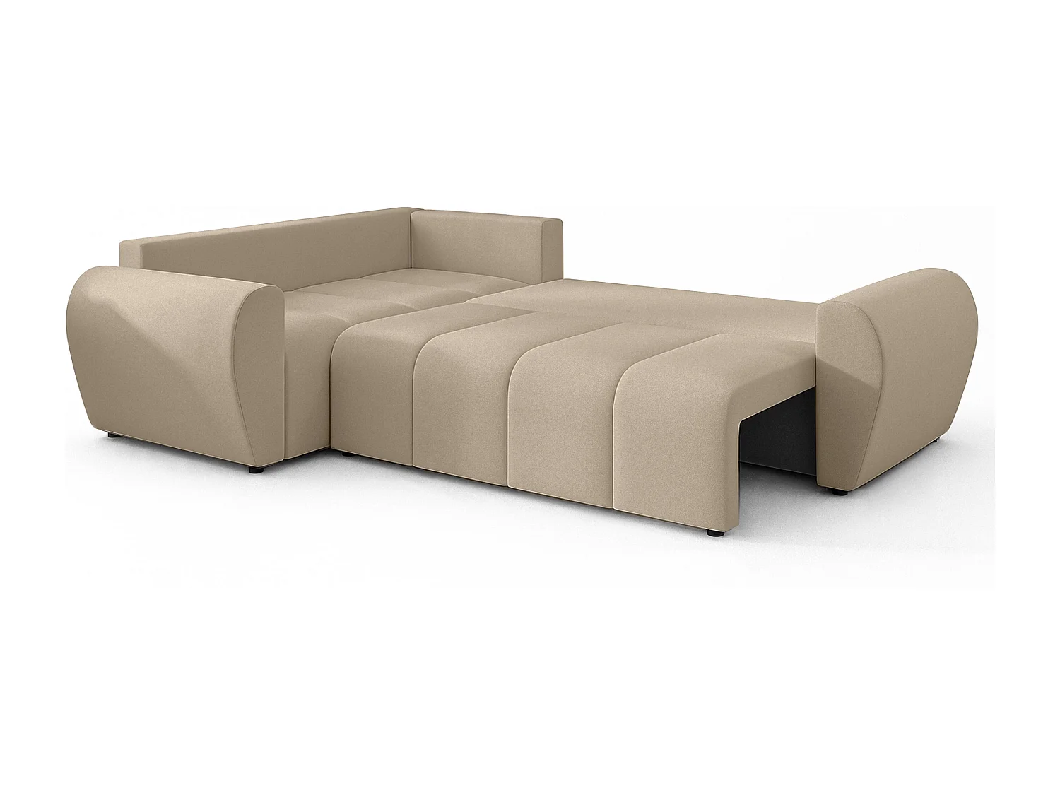 AX LIVING Canapé d’angle convertible Malatya L marron clair 235 cm confortable gauche