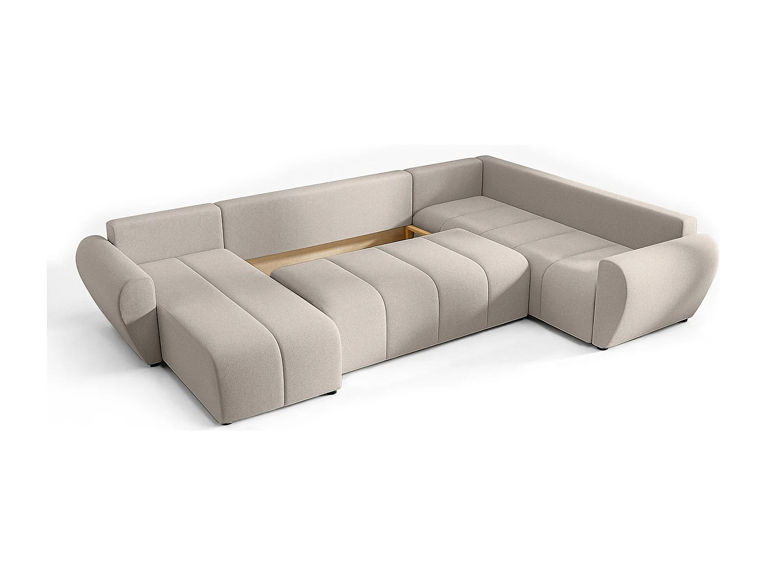 AX LIVING Canapé XXL en U Malatya beige 303 cm convertible droite
