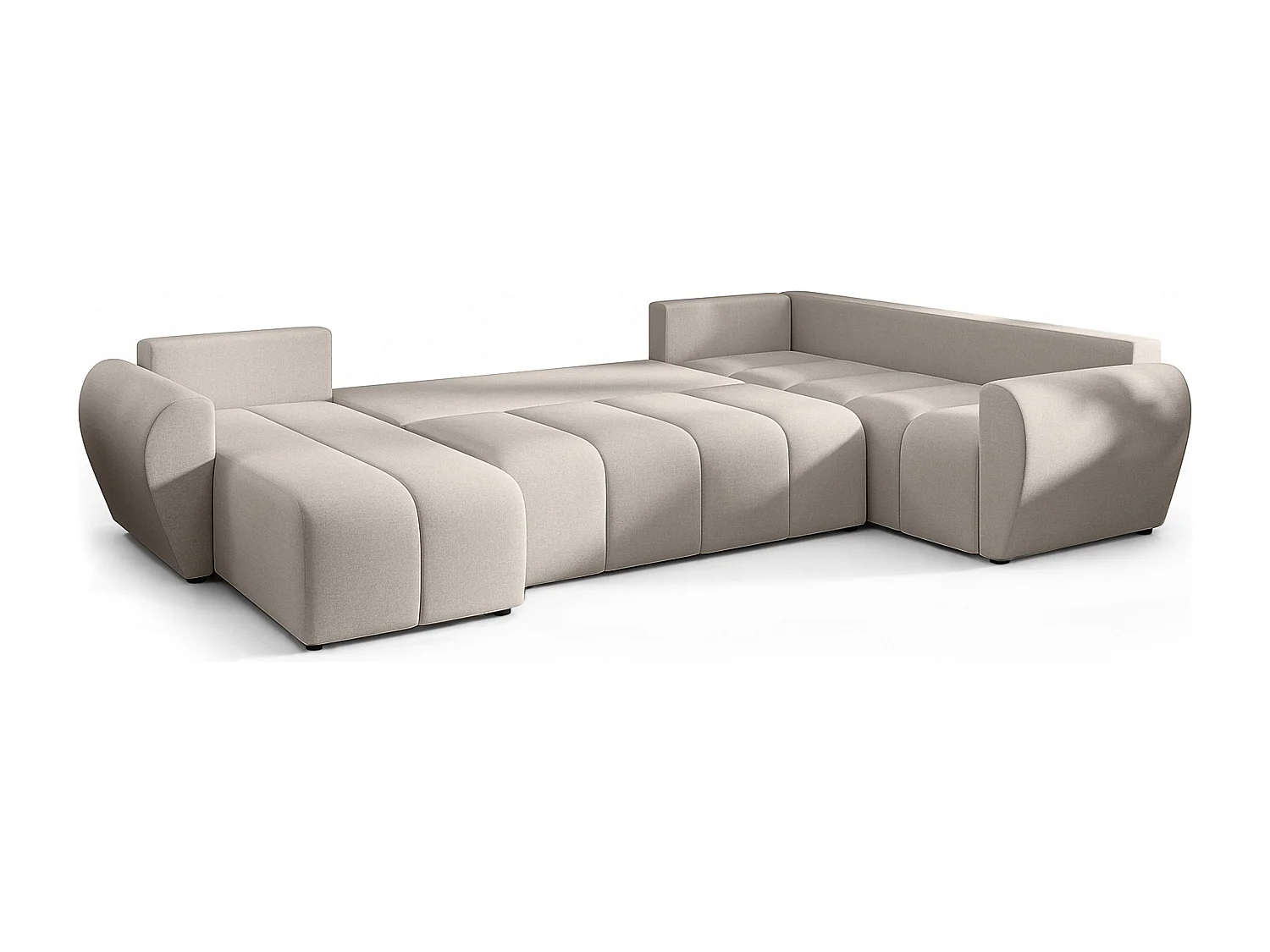 AX LIVING Canapé XXL en U Malatya beige 303 cm convertible droite