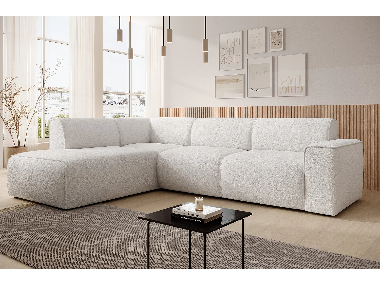 AX LIVING Couch Sofa L Form Didim L Weiß – 292 cm, stilvoll & bequem L