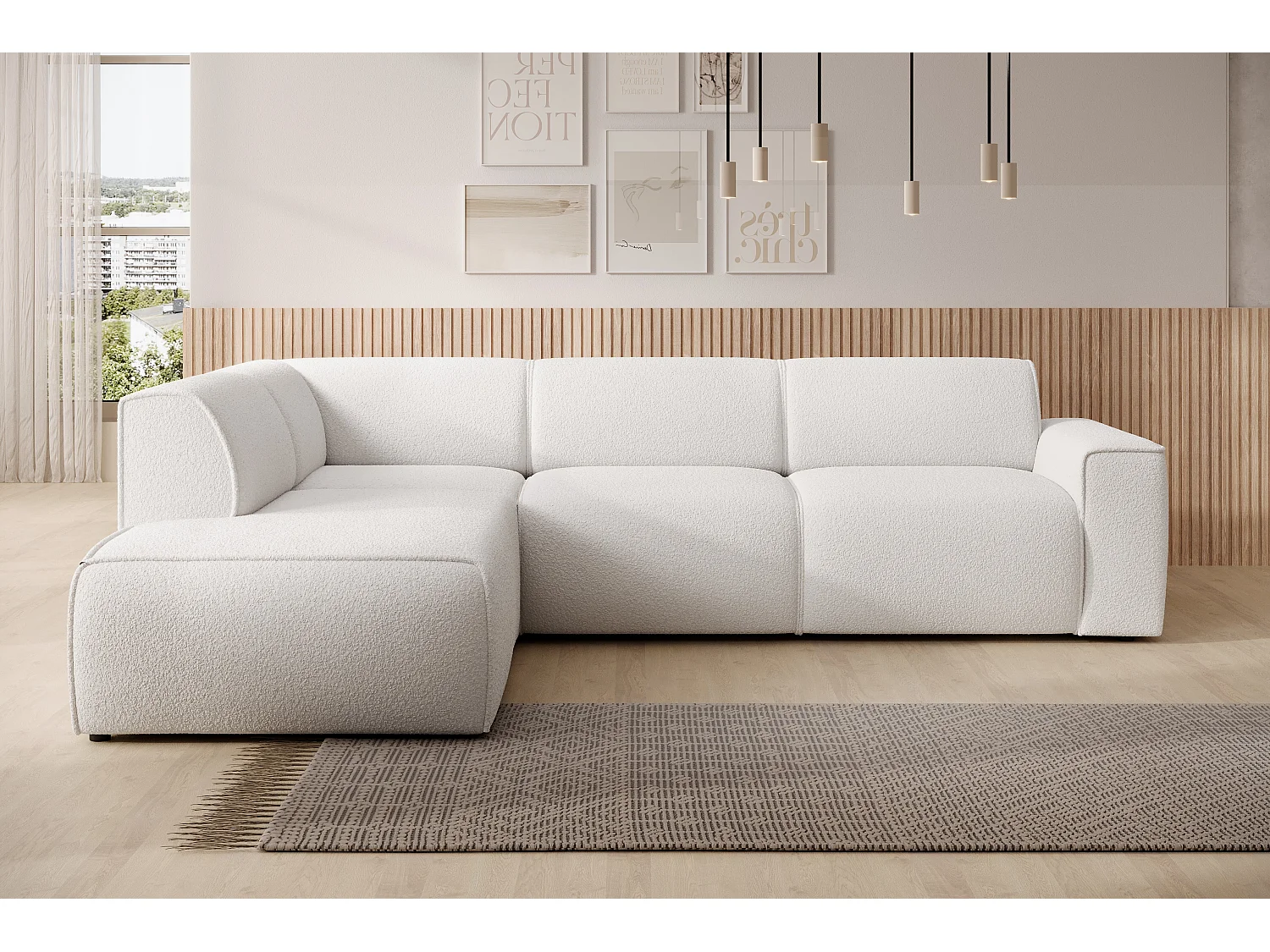 AX LIVING Couch Sofa L Form Didim L Weiß – 292 cm, stilvoll & bequem L
