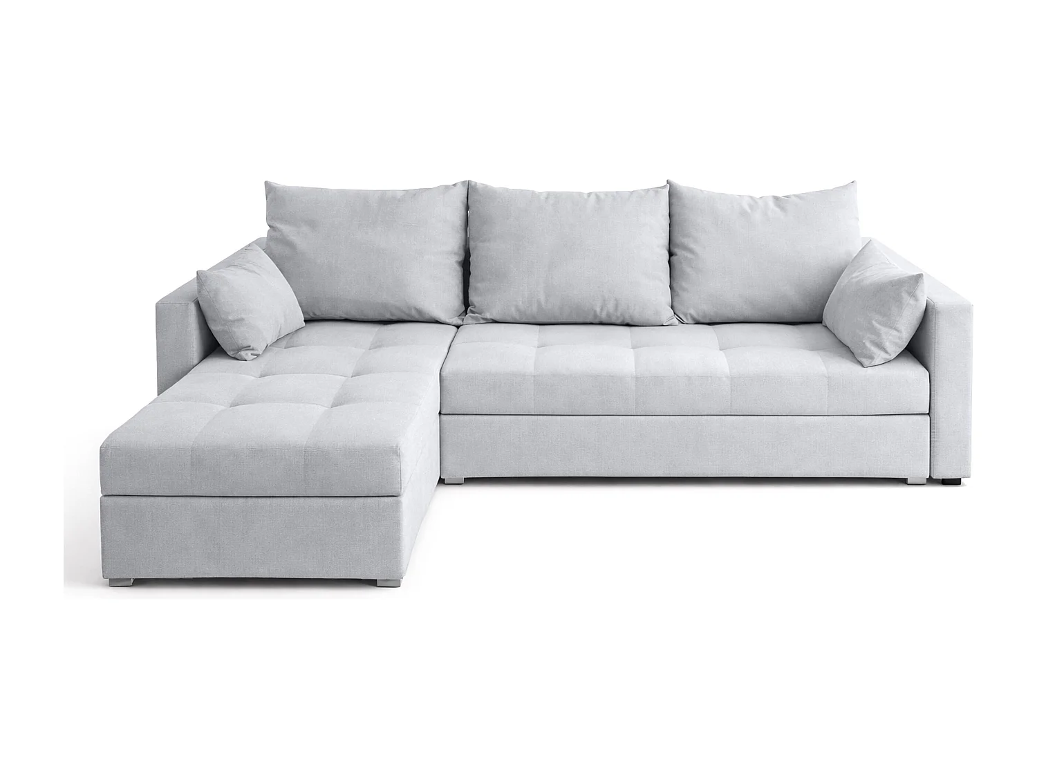 AX LIVING Canapé d’angle ELIF gris clair convertible avec coffre L moderne gauche