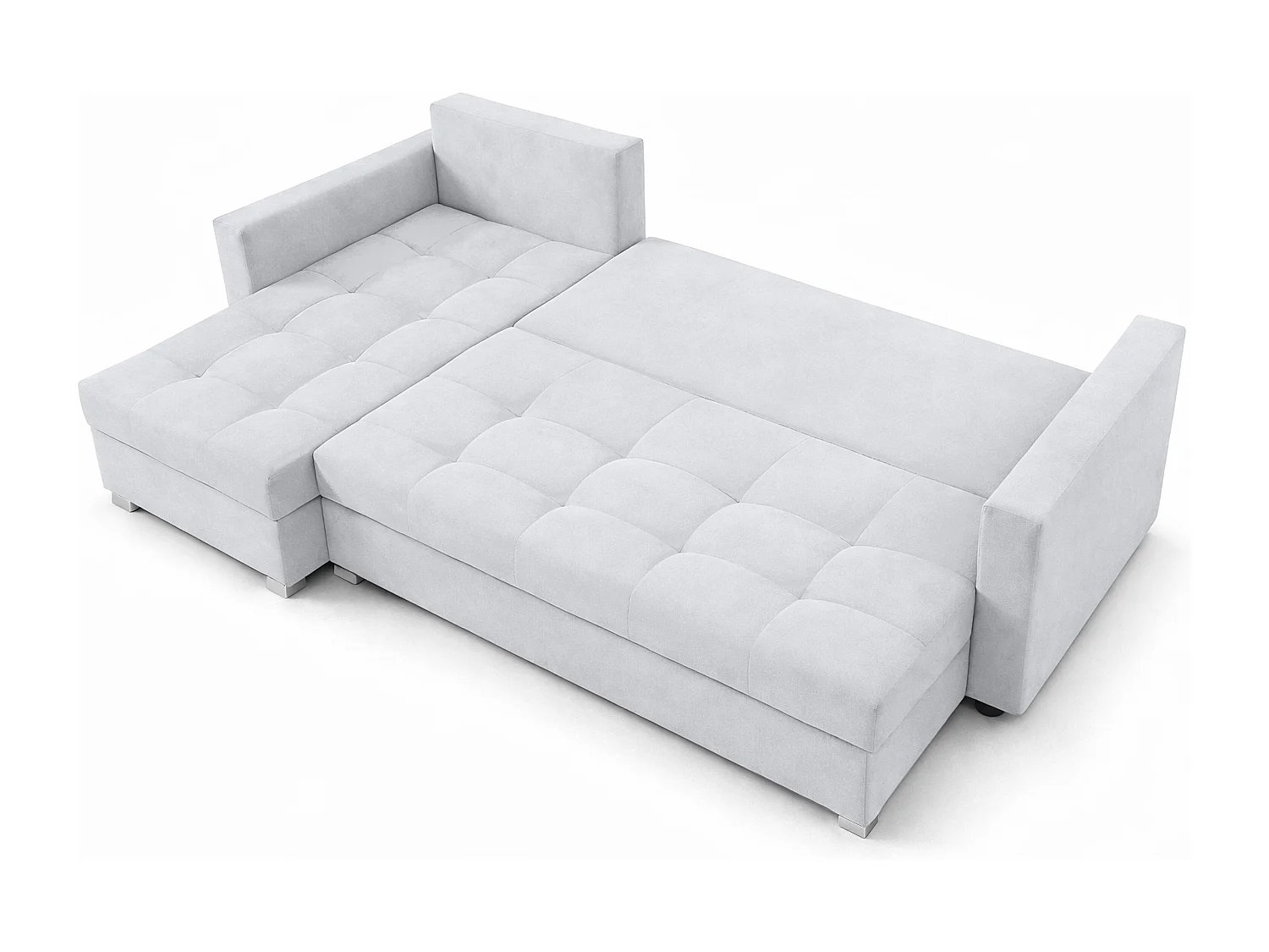 AX LIVING Canapé d’angle ELIF gris clair convertible avec coffre L moderne gauche