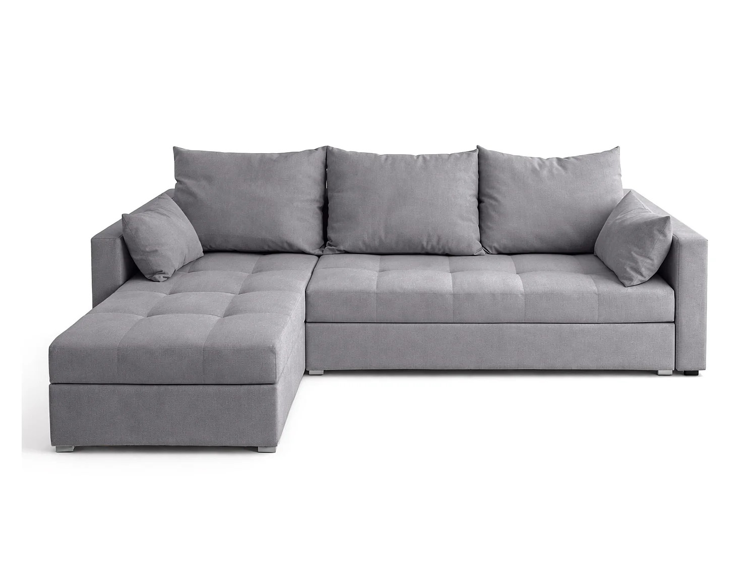 AX LIVING Canapé d’angle ELIF gris clair convertible avec coffre L moderne gauche