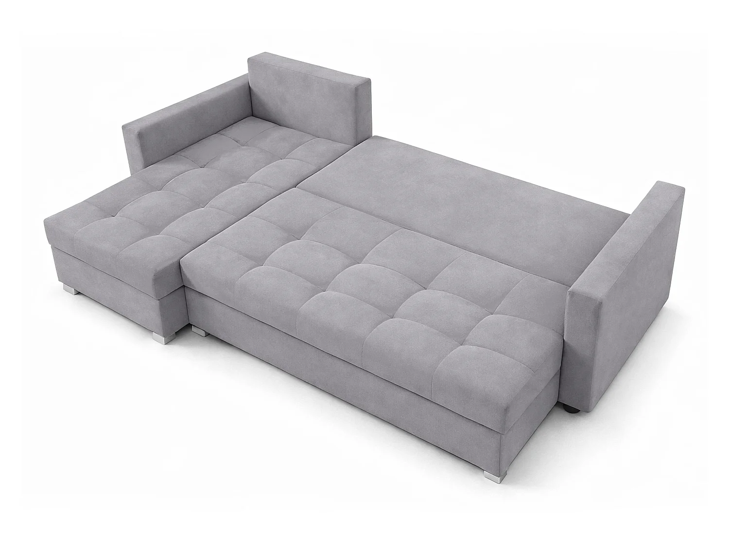 AX LIVING Canapé d’angle ELIF gris clair convertible avec coffre L moderne gauche