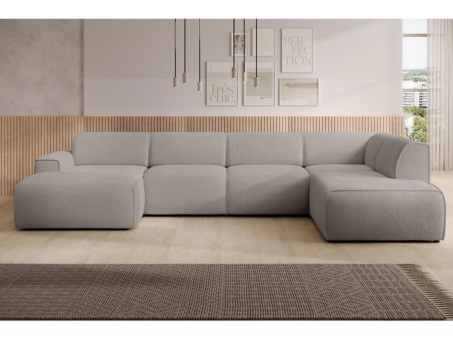 AX LIVING XXL Sofa U Form Didim Beige 378cm breit modern & großzügig R