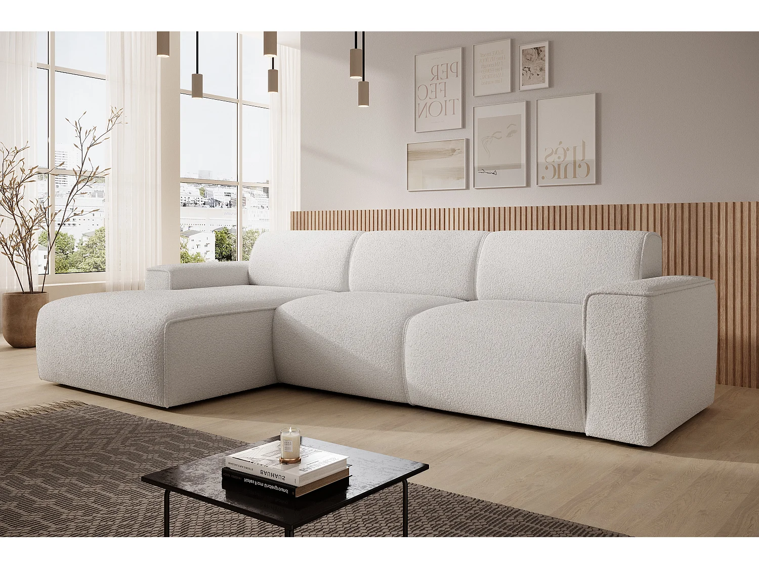 AX LIVING Couch Sofa L Form Didim mini Weiß 310 cm breit, stilvoll L
