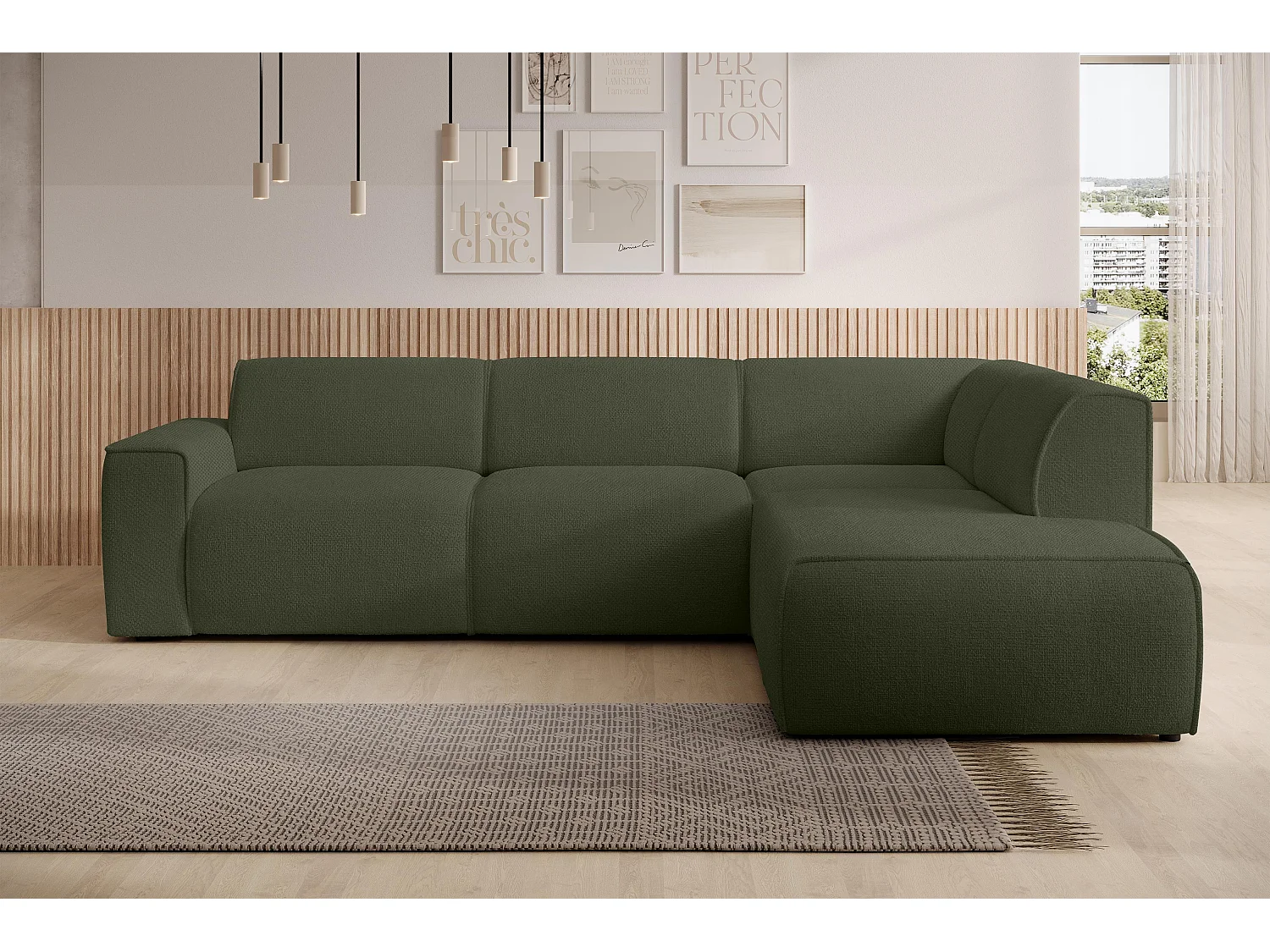 AX LIVING Couch Sofa L Form Didim L Grün – 292 cm, stilvoll & bequem R