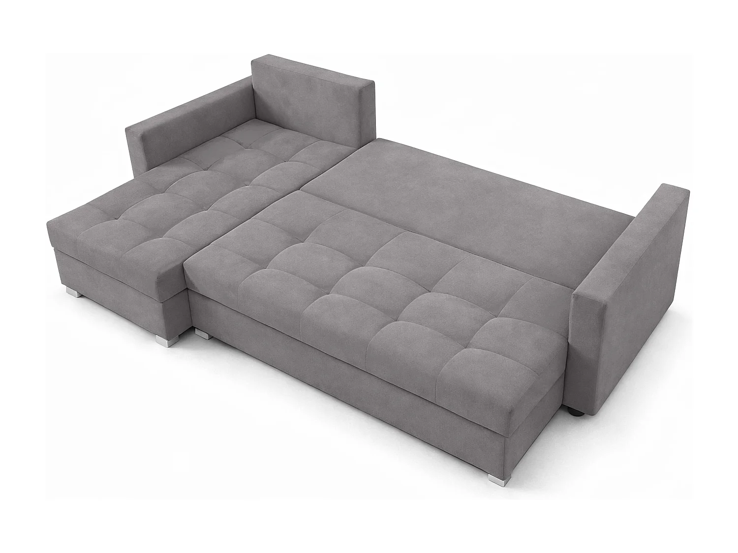 AX LIVING Canapé d’angle ELIF gris convertible avec coffre L moderne gauche