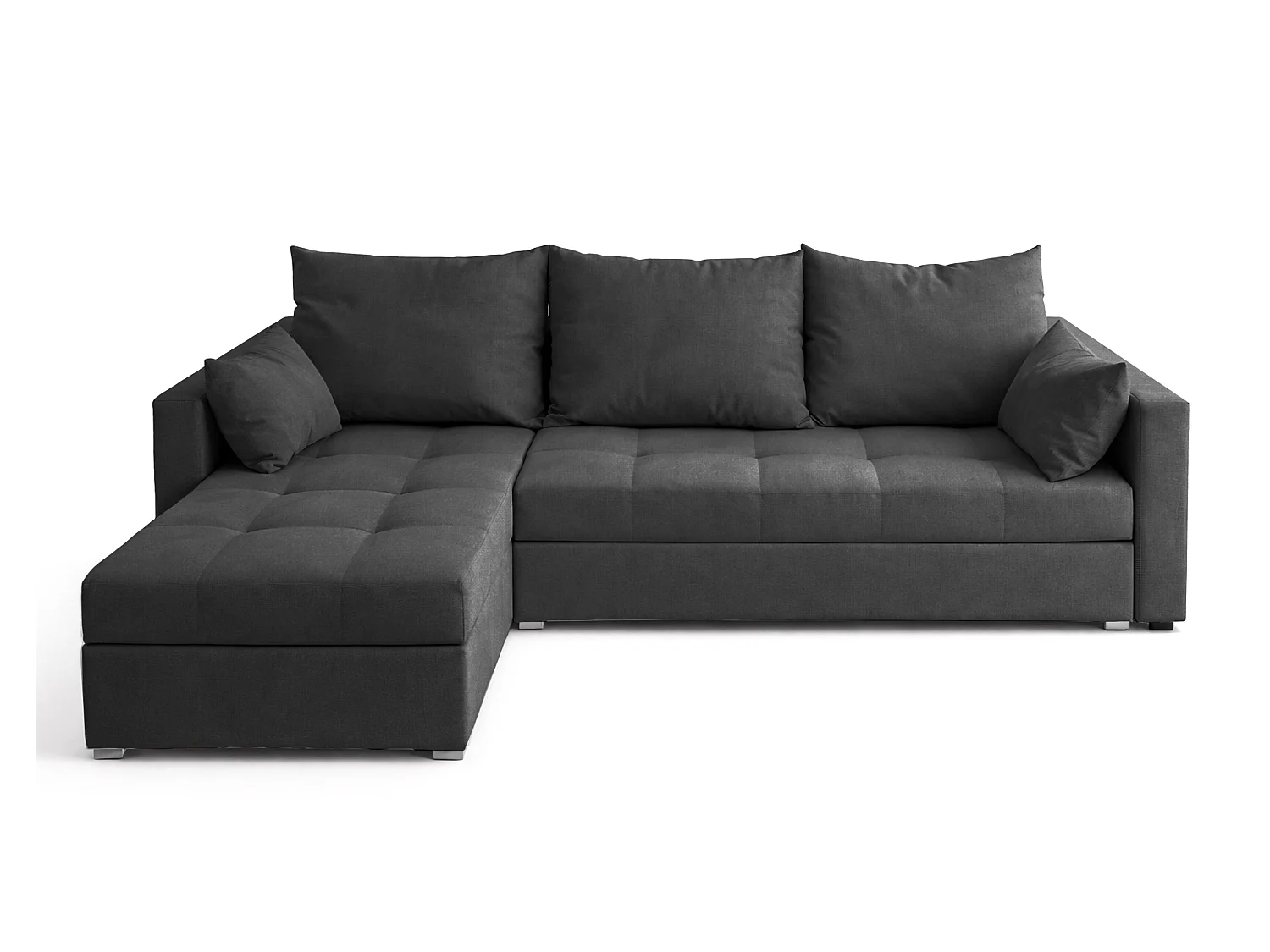 AX LIVING Canapé d’angle ELIF gris convertible avec coffre L moderne gauche