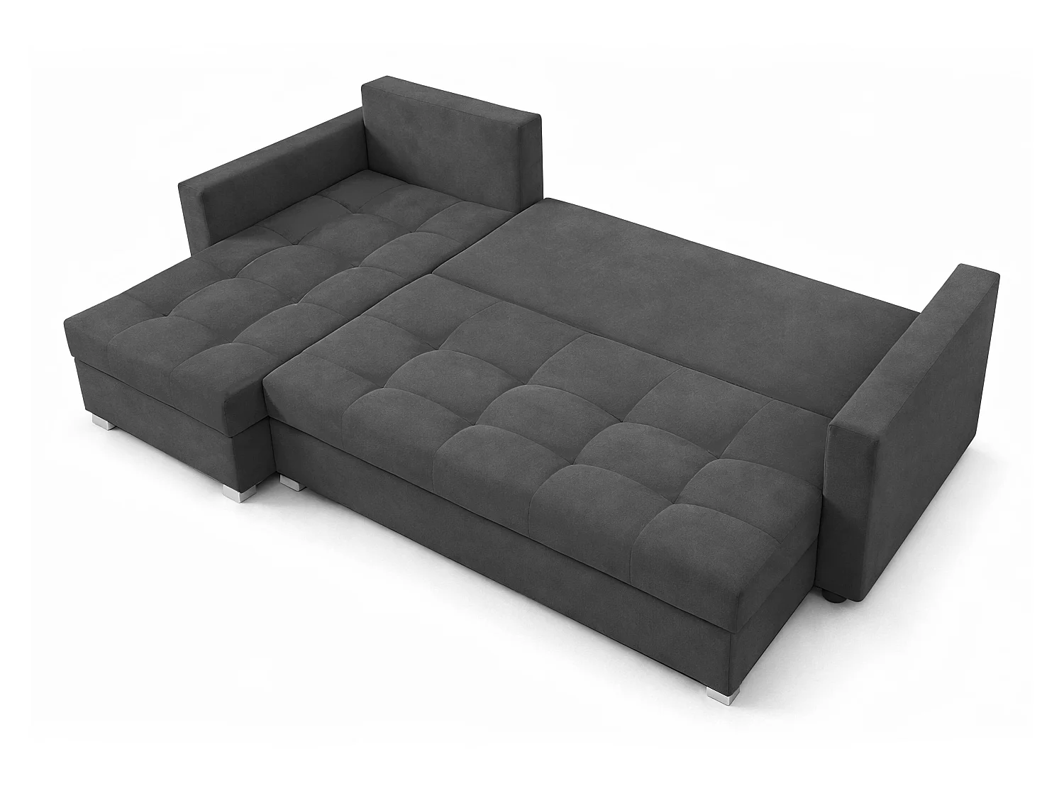 AX LIVING Canapé d’angle ELIF gris convertible avec coffre L moderne gauche