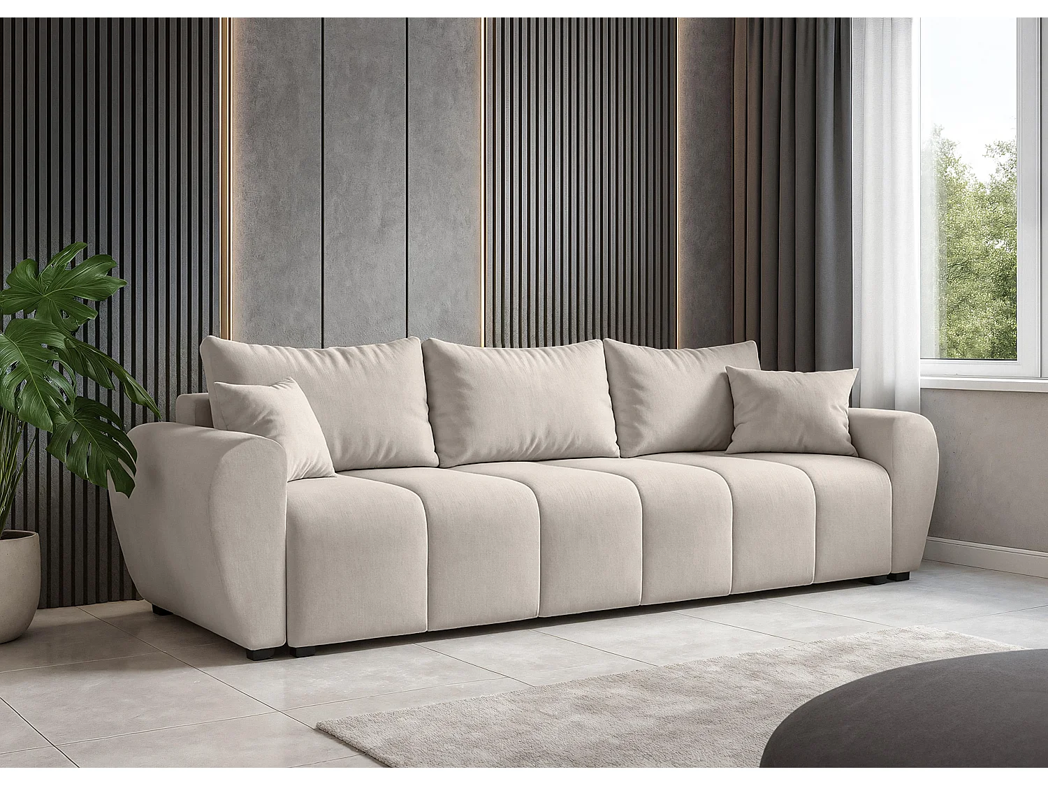 AX LIVING Canapé convertible Malatya Big sofa beige 246 cm moderne